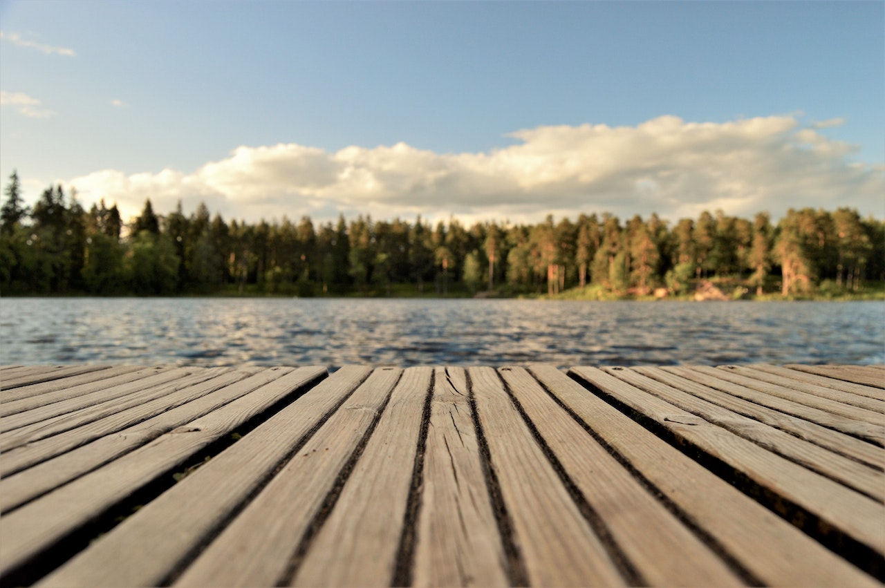 composite deck on a lake