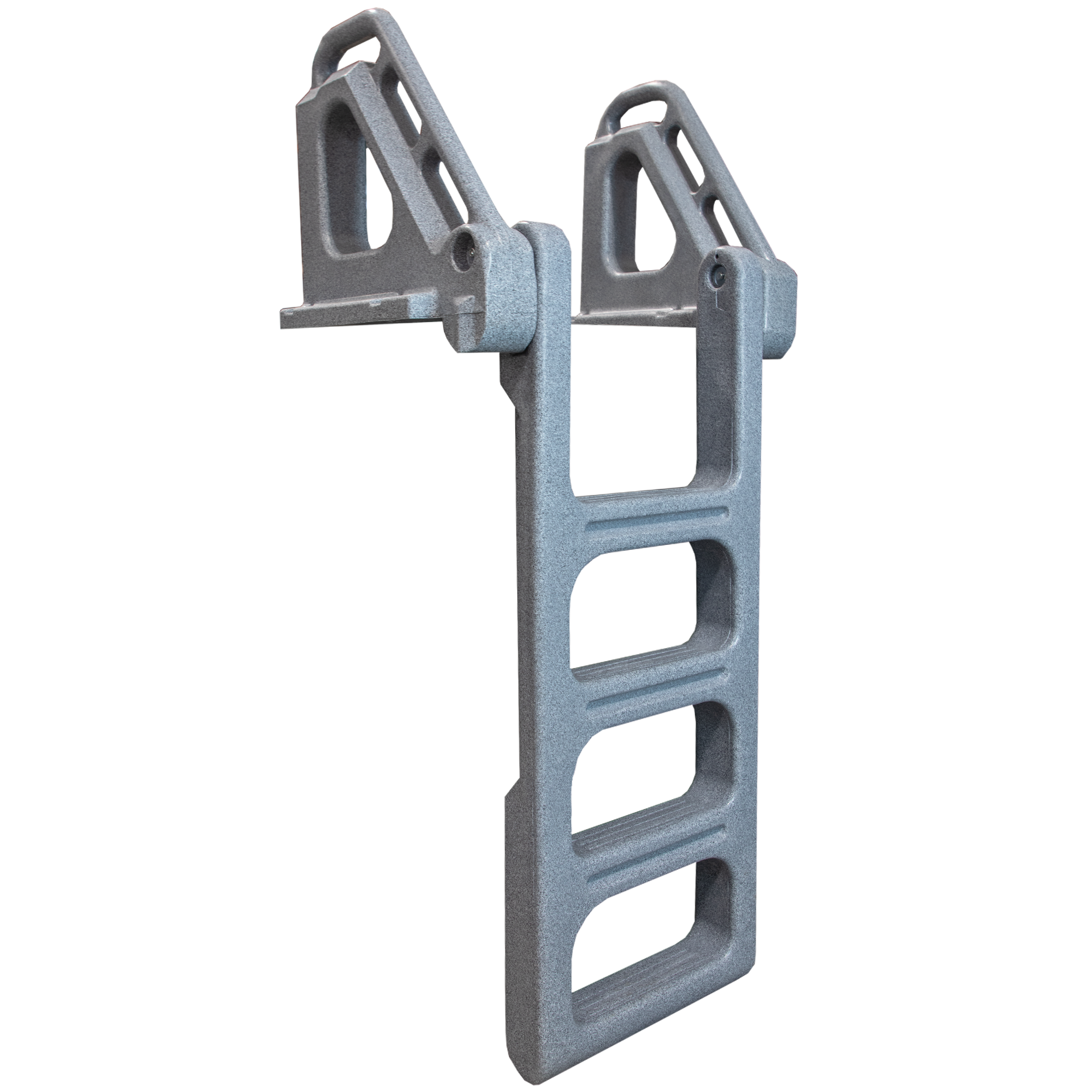 TechStar Rotomolded Heavy Duty Flip Up 4 Step Dock Ladder  - Granite Gray