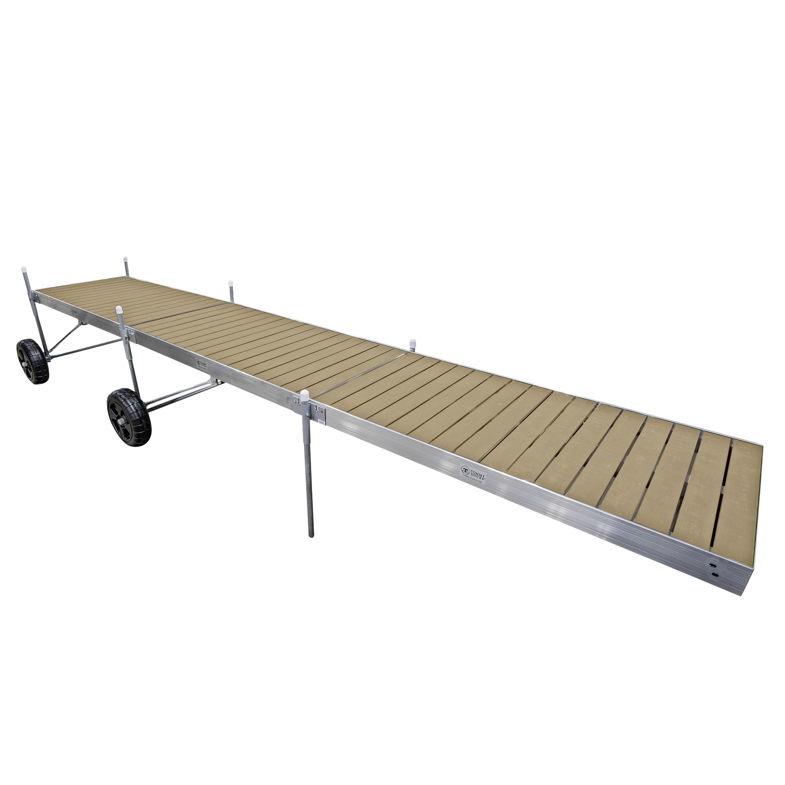 24' Roll-In-Dock Straight Aluminum Frame with Composite Removable Decking Complete Dock Package - Tan