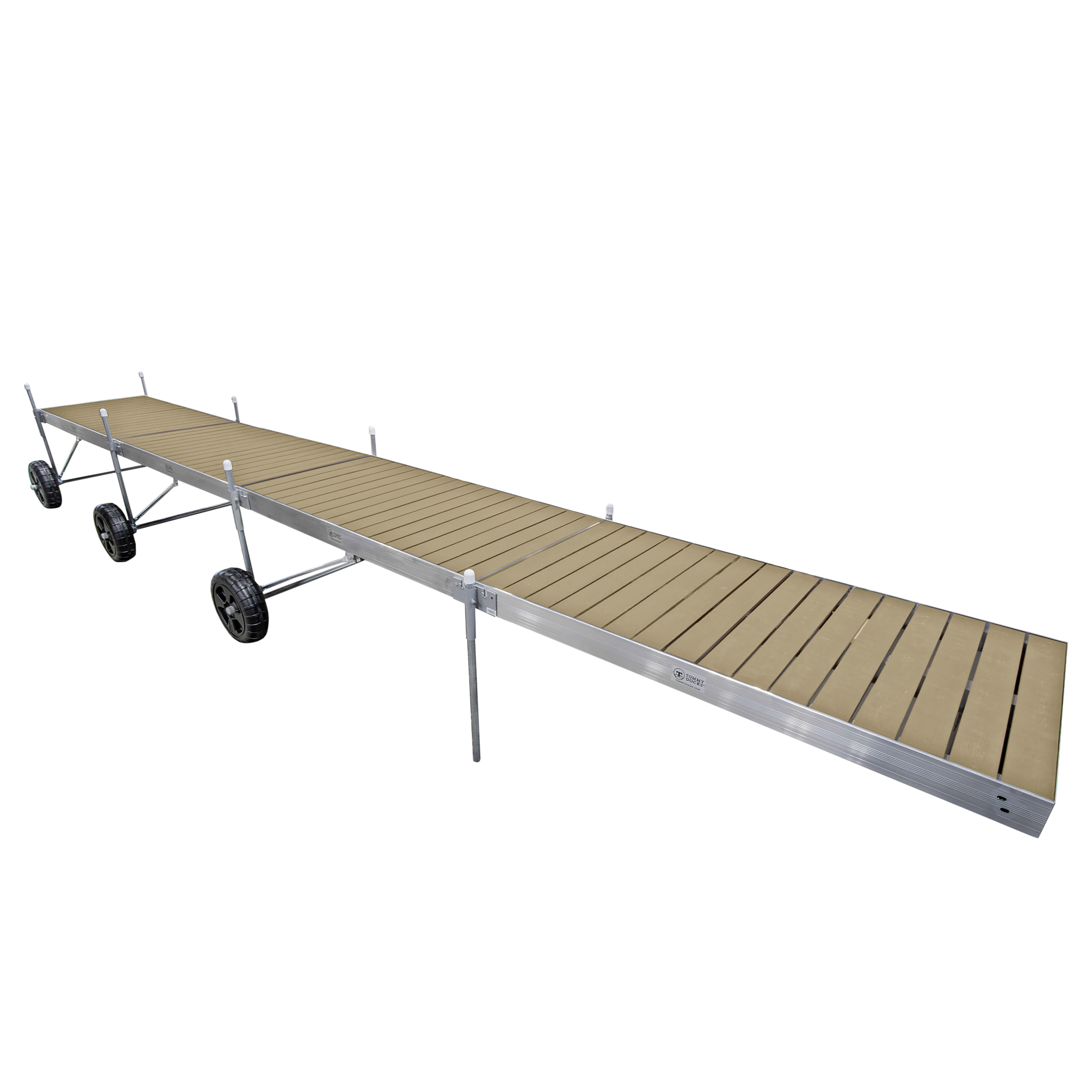 32' Roll-In-Dock Straight Aluminum Frame with Composite Removable Decking Complete Dock Package - Tan
