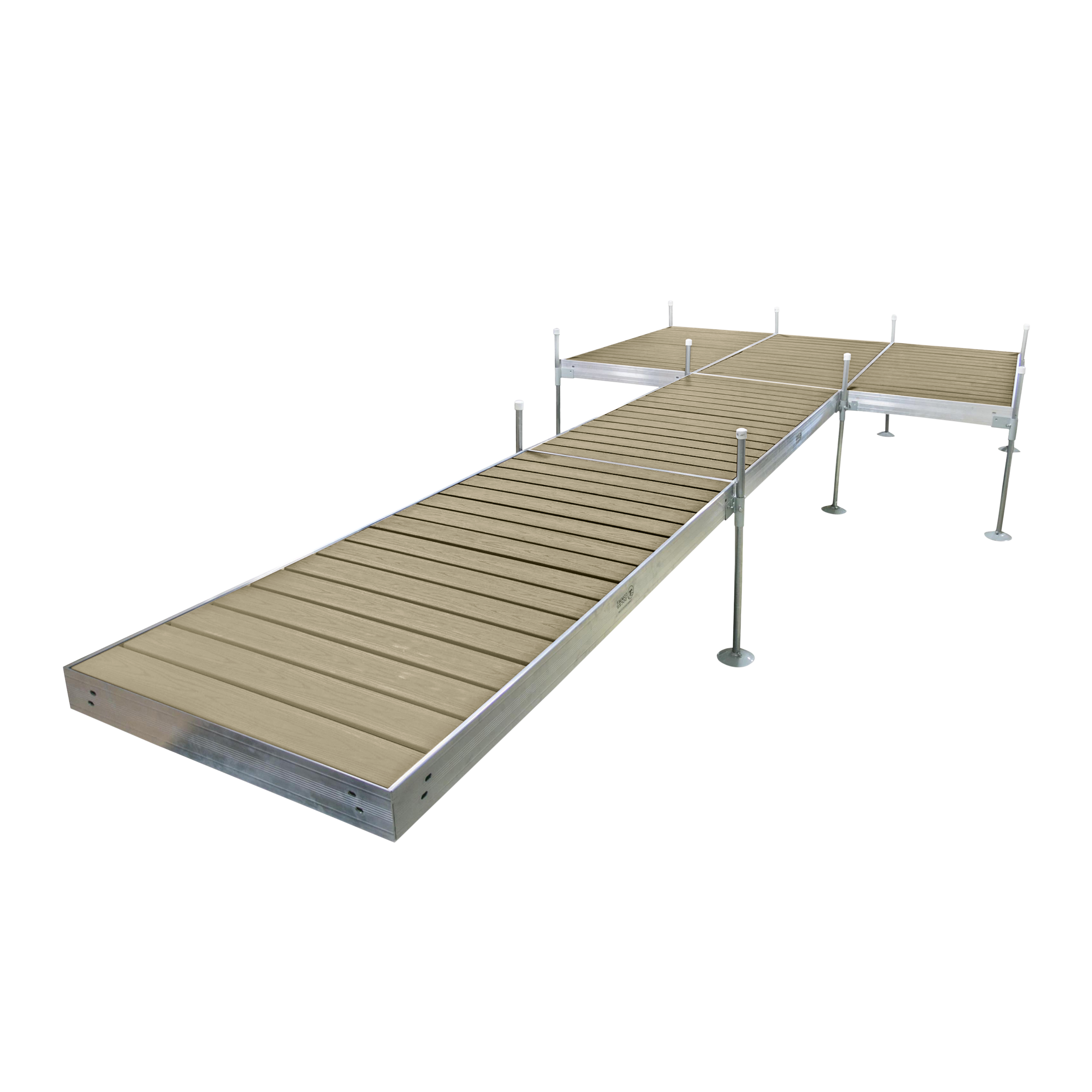 24' Platform Boat Dock System with Aluminum Frame and Tan Composite Decking
