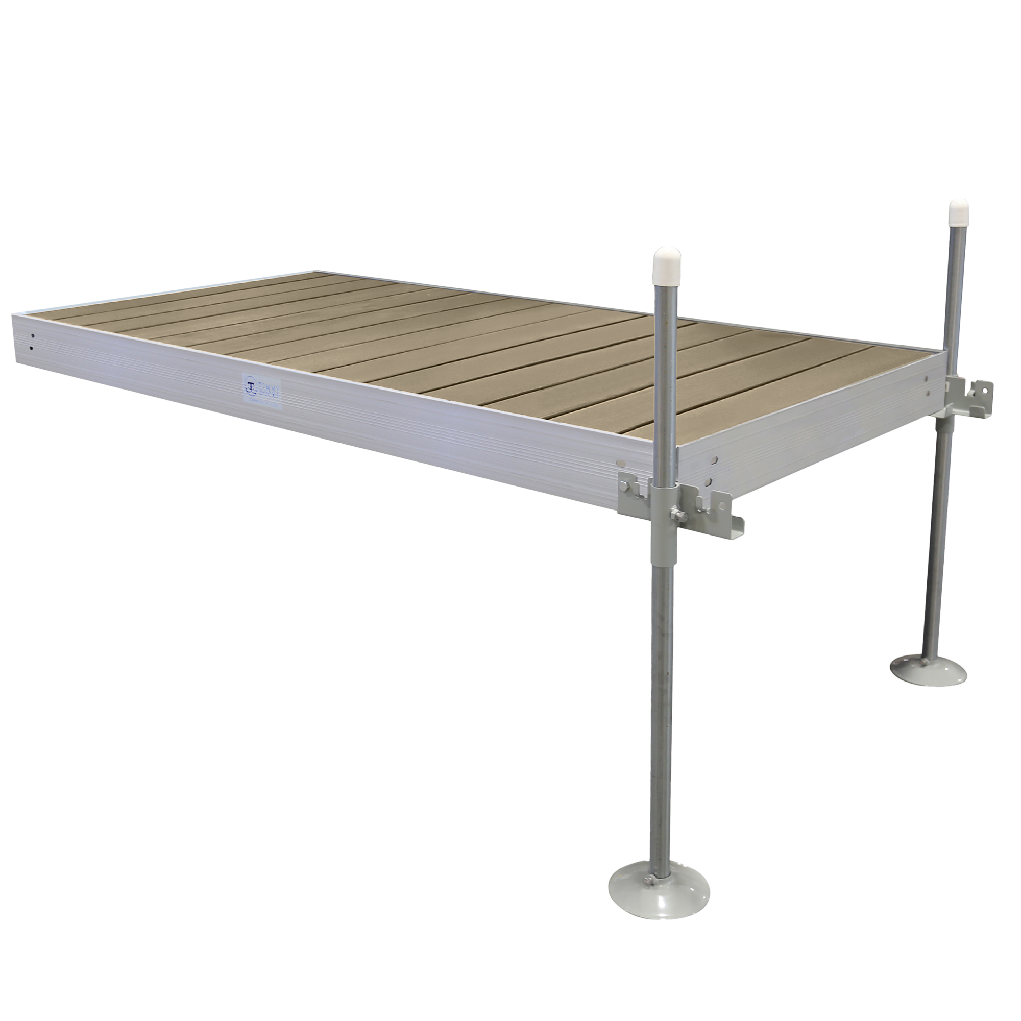 8' Straight Boat Dock System Extender Package with Aluminum Frame and Tan Composite Decking