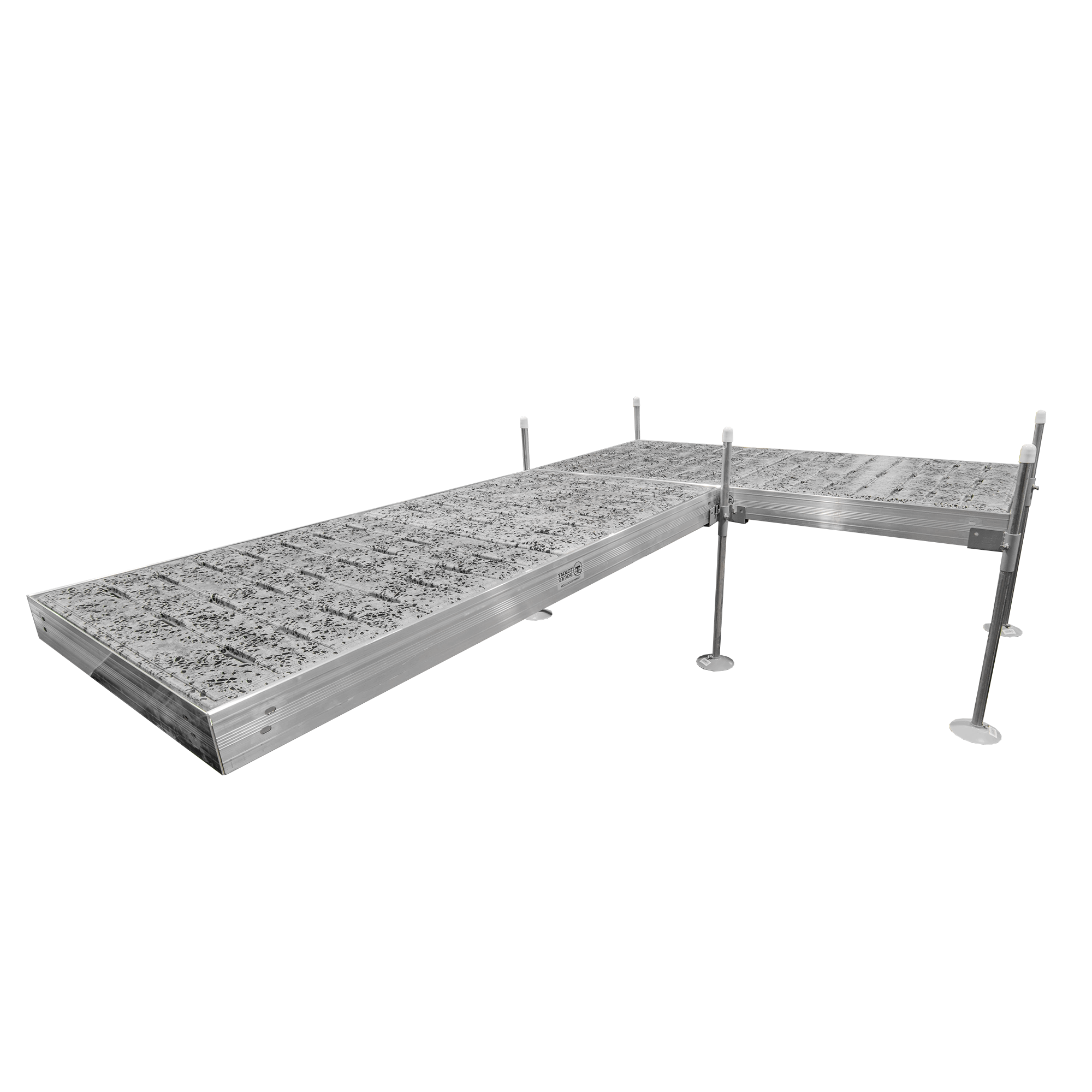 12' L-Shaped Boat Dock System with Aluminum Frame and Thermoformed Terrazzo Decking