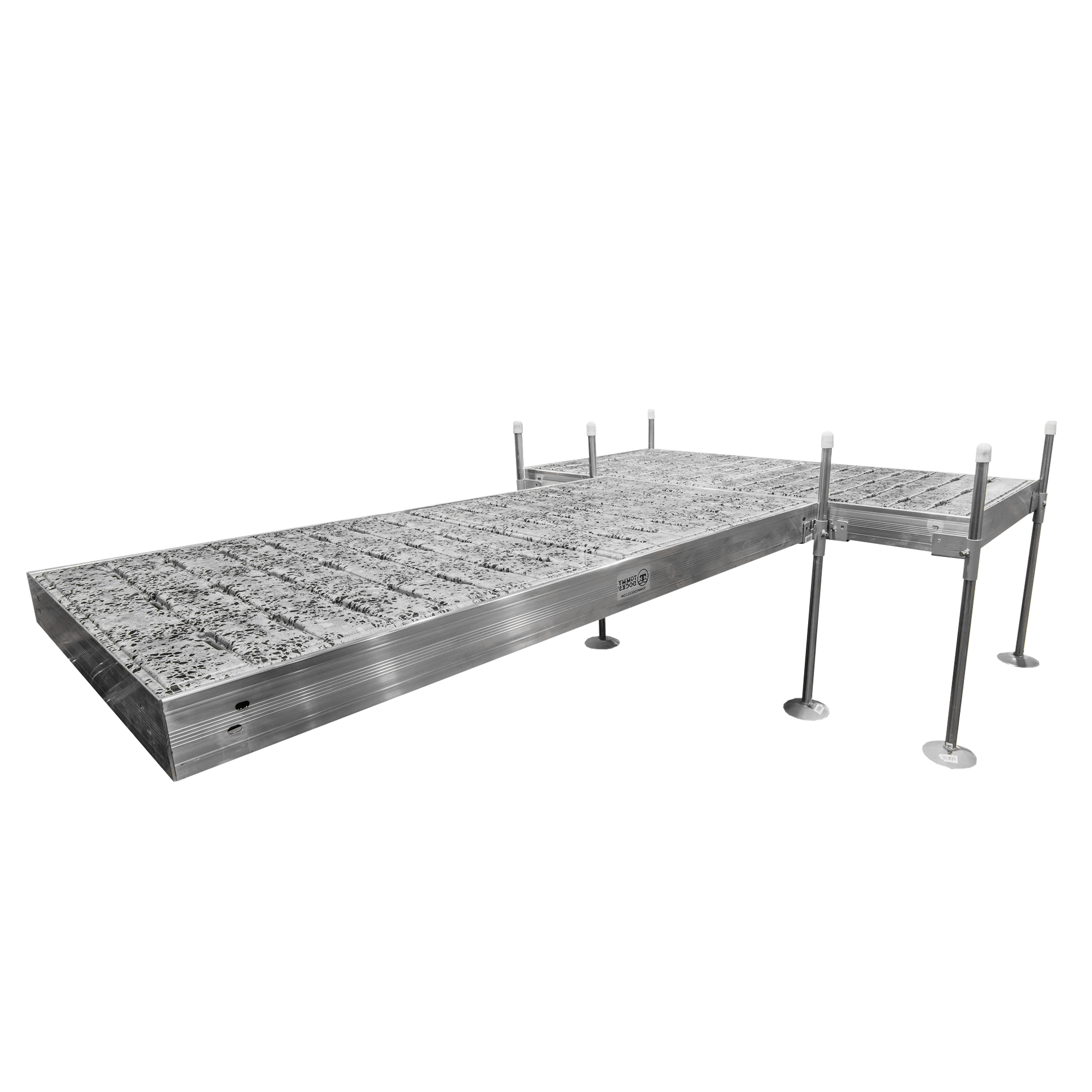 12' T-Shaped Boat Dock System with Aluminum Frame and Thermoformed Terrazzo Decking