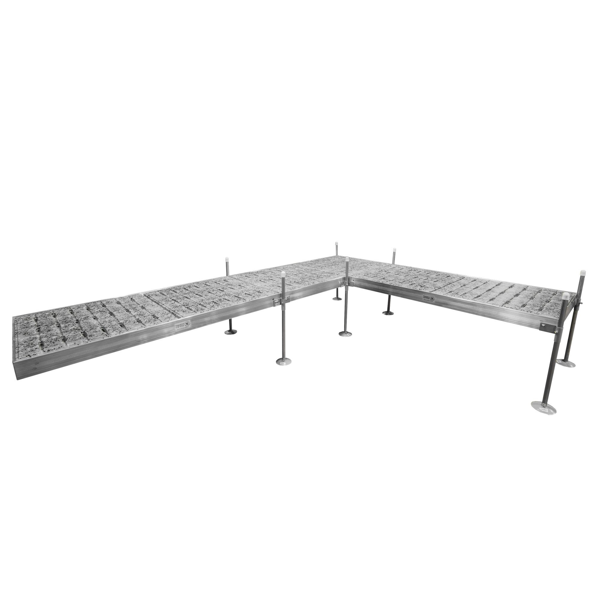 16' L-Shaped Boat Dock System with Aluminum Frame and Thermoformed Terrazzo Decking