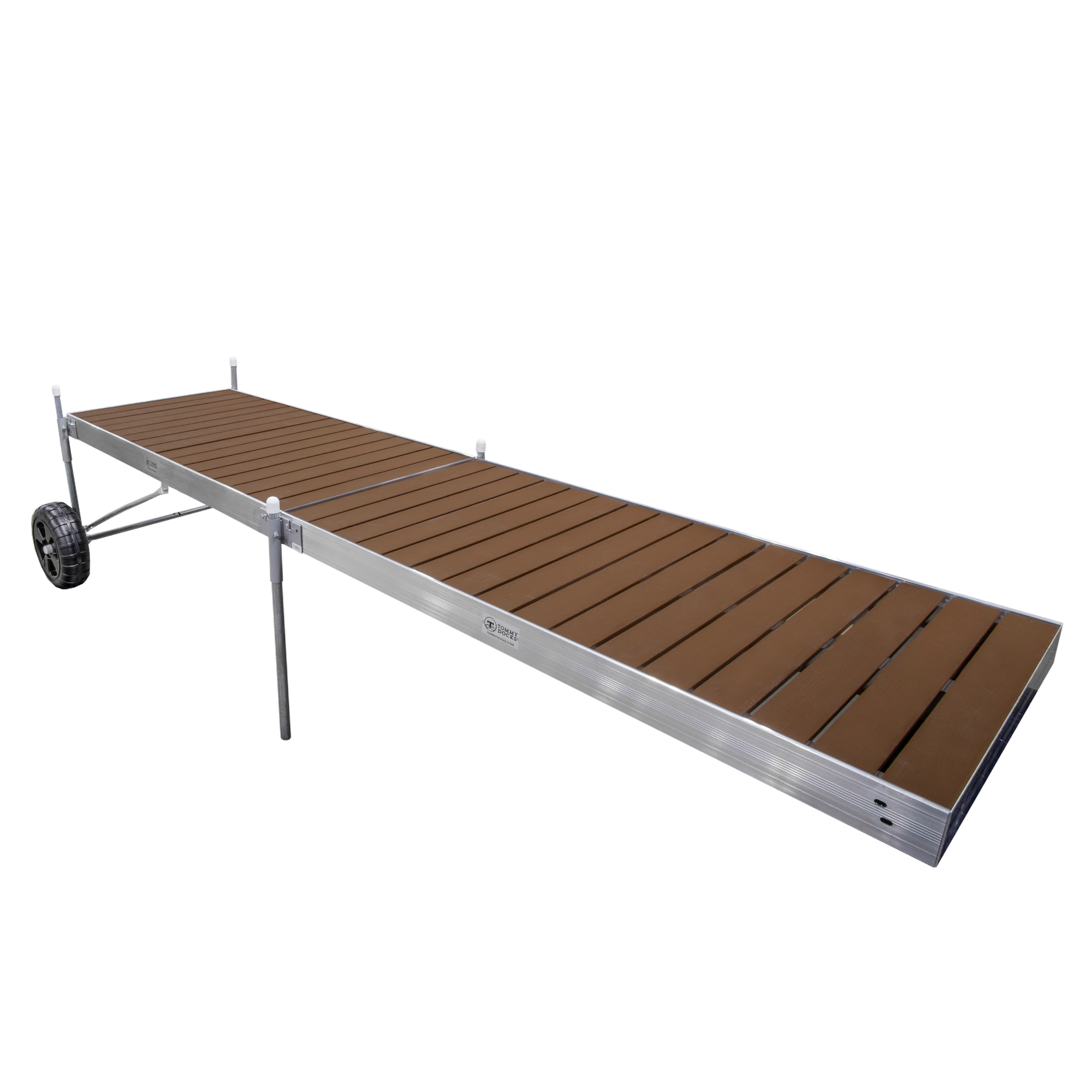16' Roll-In-Dock Straight Aluminum Frame with Composite Removable Decking Complete Dock Package - Woodland Brown
