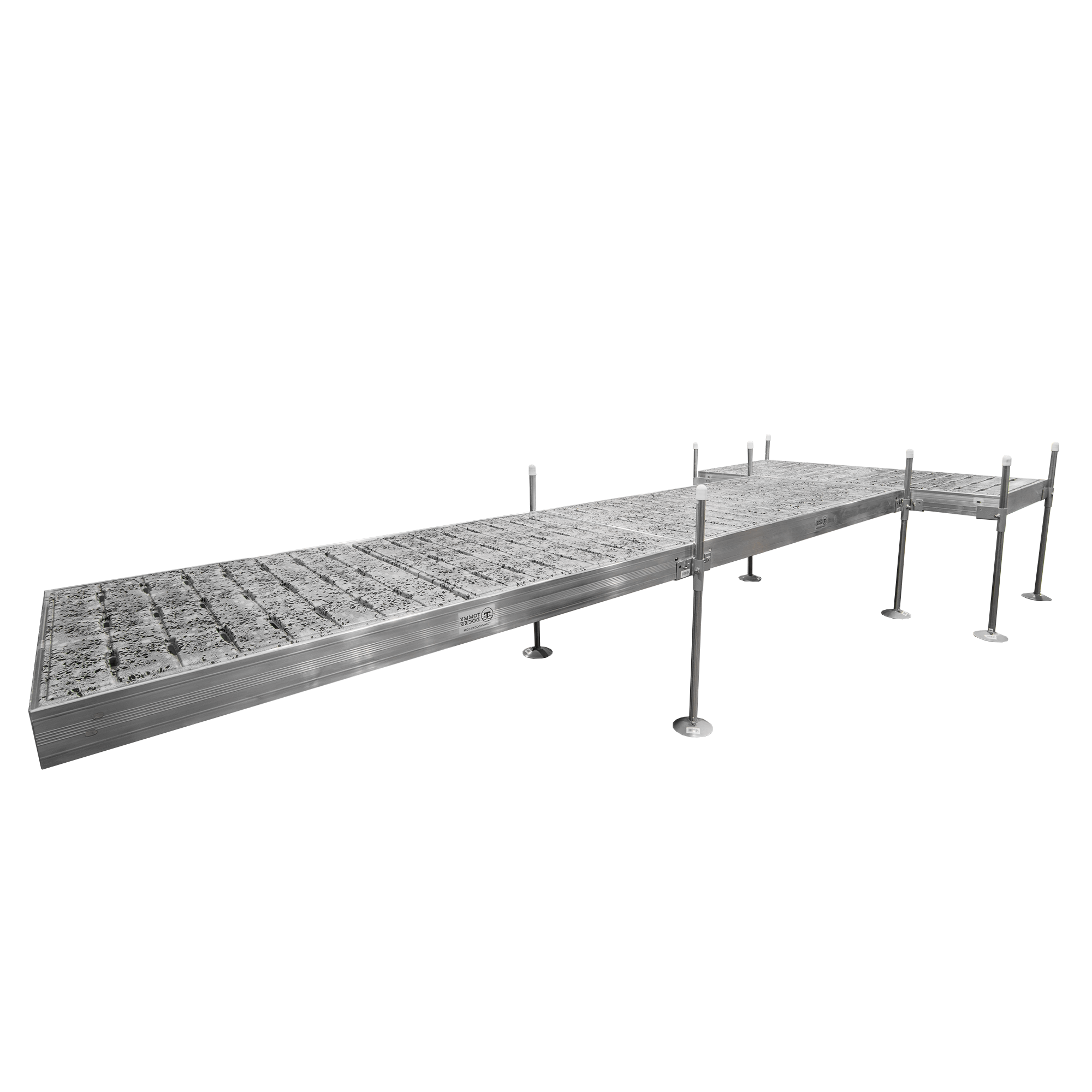 20' T-Shaped Boat Dock System with Aluminum Frame and Thermoformed Terrazzo Decking
