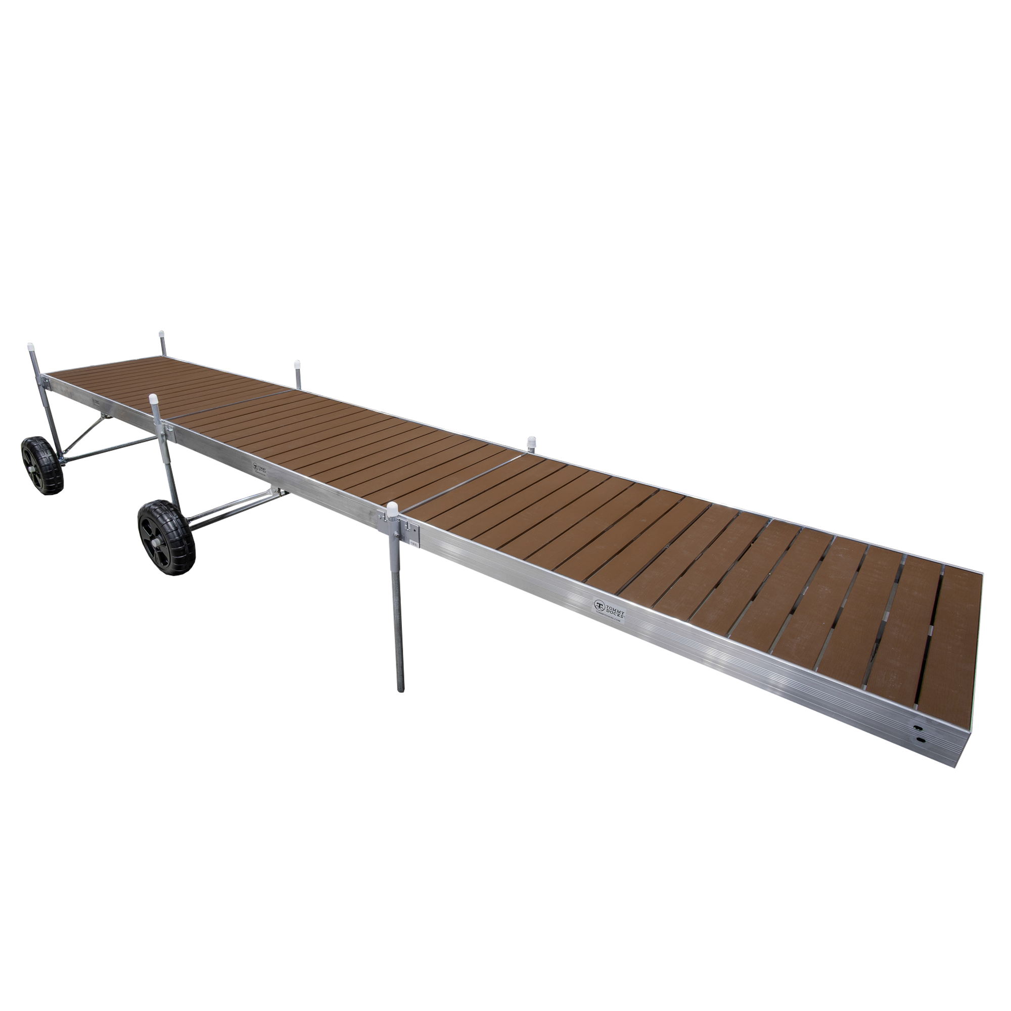 24' Roll-In-Dock Straight Aluminum Frame with Composite Removable Decking Complete Dock Package - Woodland Brown