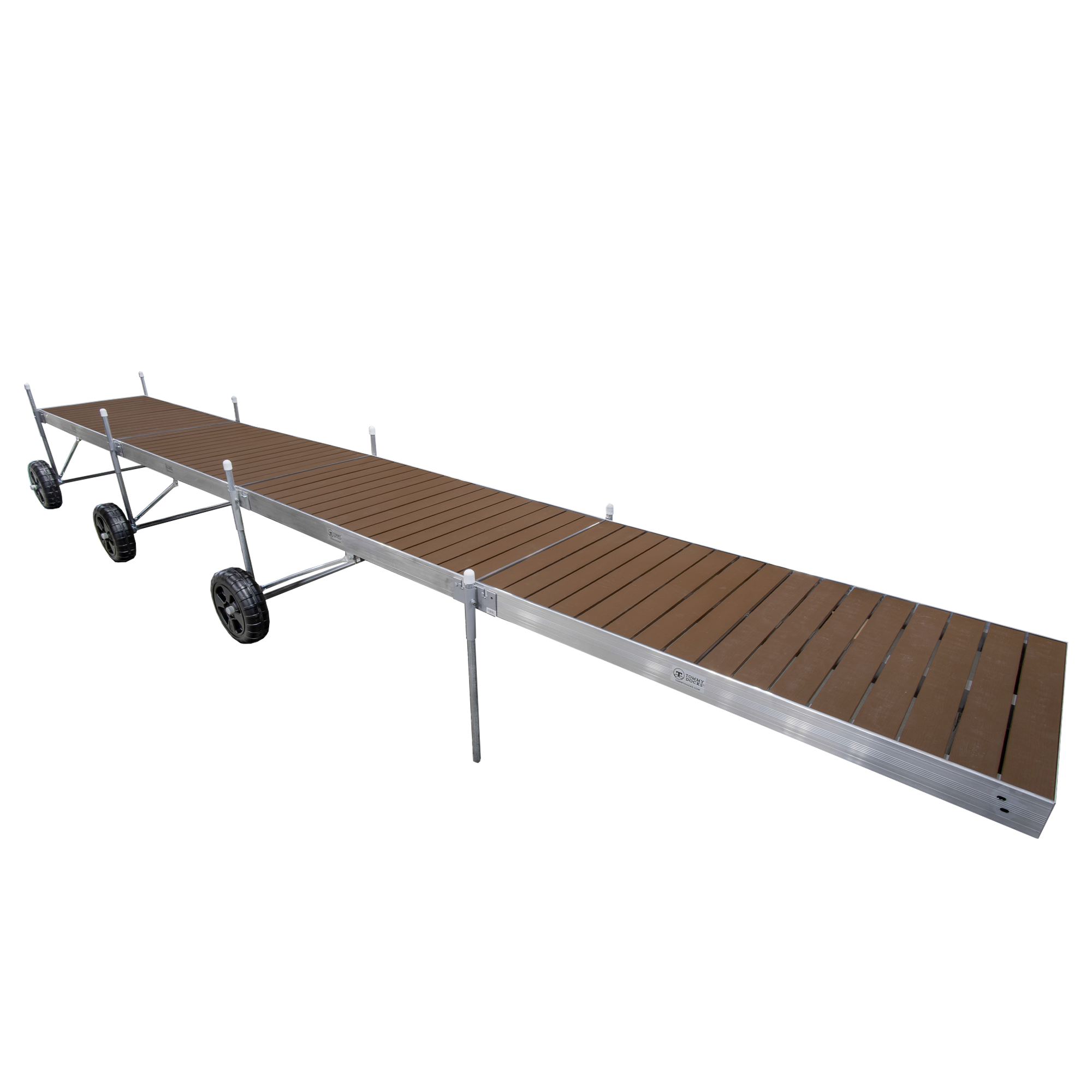 32' Roll-In-Dock Straight Aluminum Frame with Composite Removable Decking Complete Dock Package - Woodland Brown