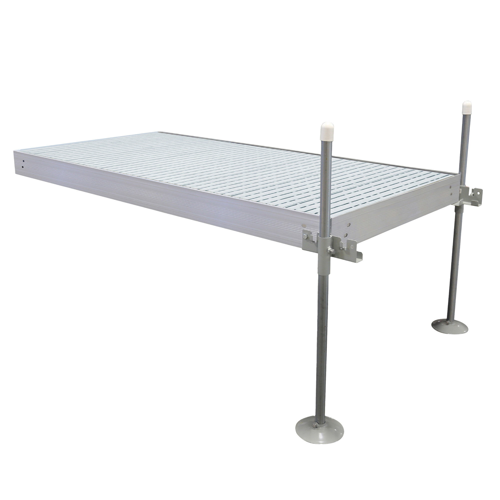 8' Straight Boat Dock System Extender Package with Aluminum Frame and Gray Titan Decking