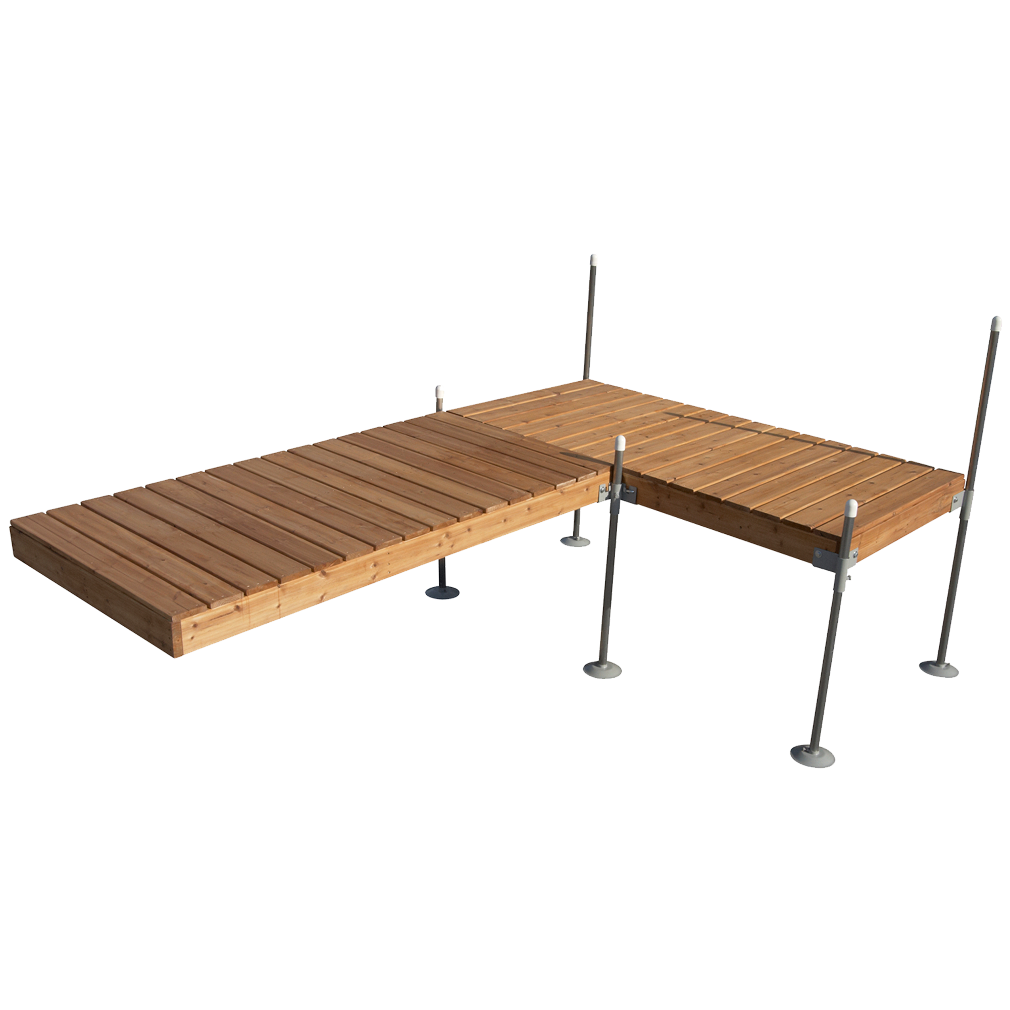 12' L-Shaped Boat Dock System with Cedar Frame and Decking