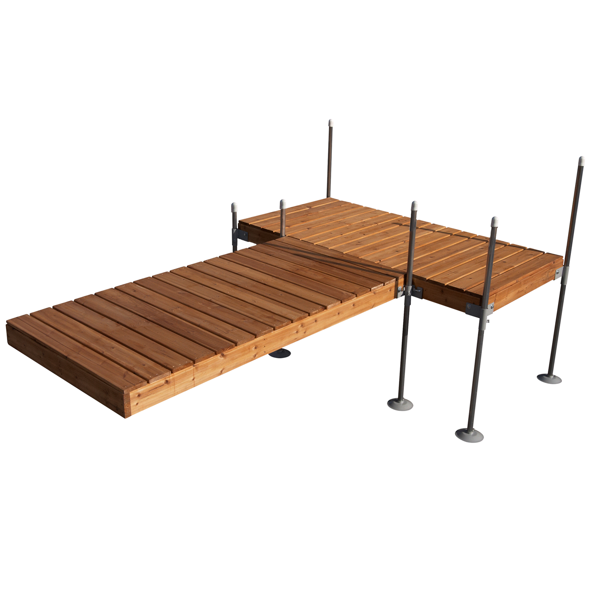 12' T-Shaped Boat Dock System with Cedar Frame and Decking