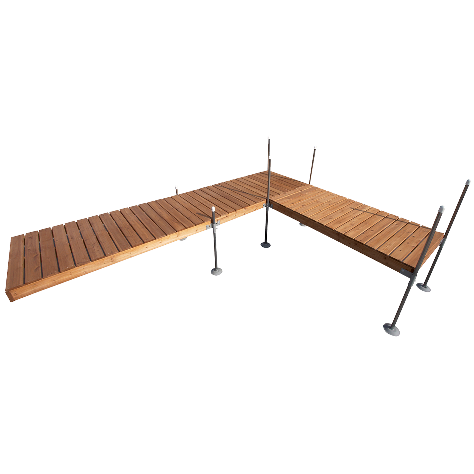 16' L-Shaped Boat Dock System with Cedar Frame and Decking