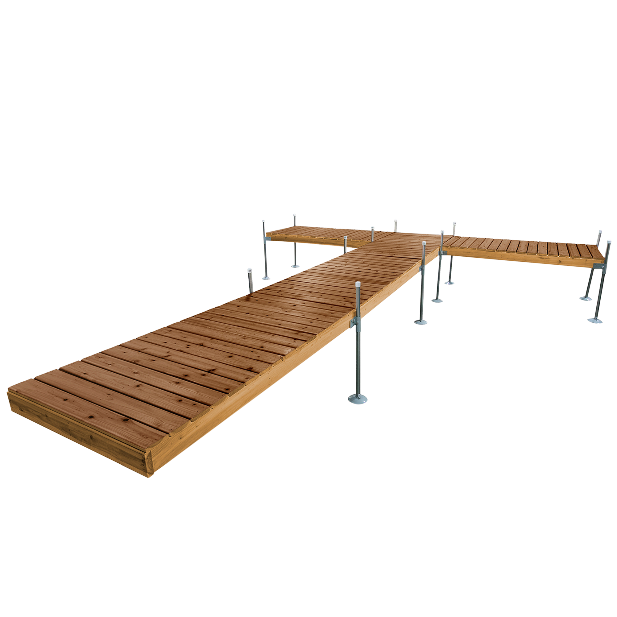 24' T-Shaped Boat Dock System with Cedar Frame and Decking