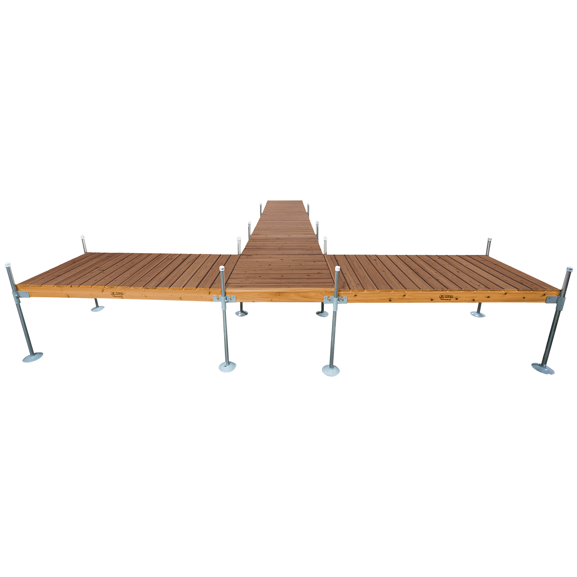 24' T-Shaped Boat Dock System with Cedar Frame and Decking