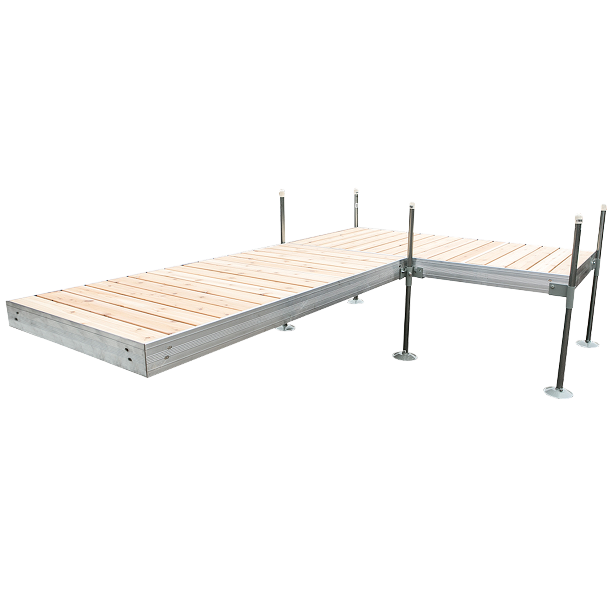 12' L-Shaped Boat Dock System with Aluminum Frame and Cedar Decking