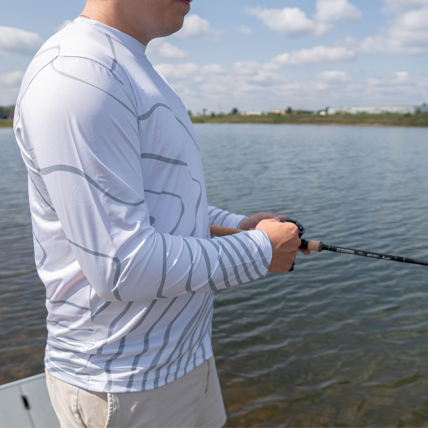 Moisture Wicking Shirt - UPF 50 - Long Sleeve - Navy/White
