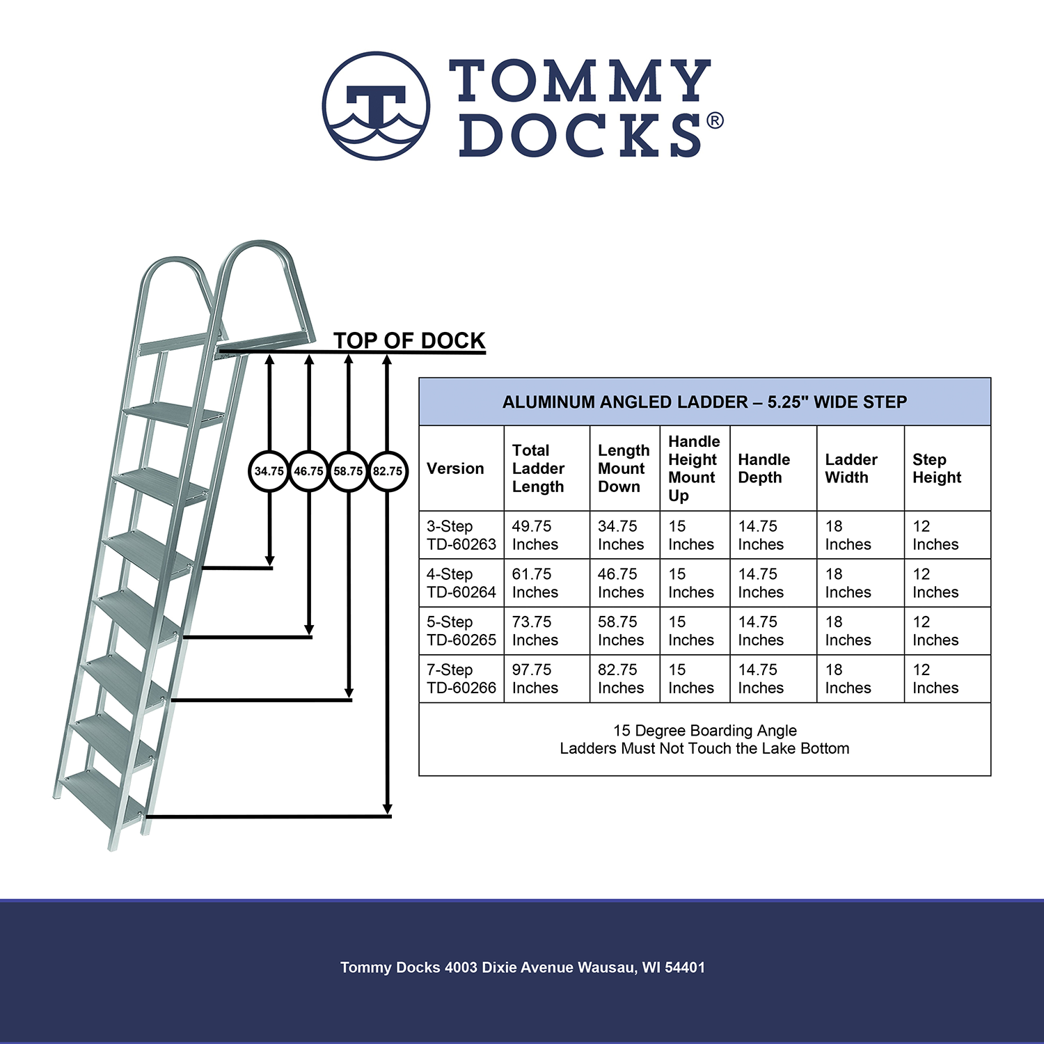 3-Step Angled Ladder - Wide Step - with Mounting Hardware