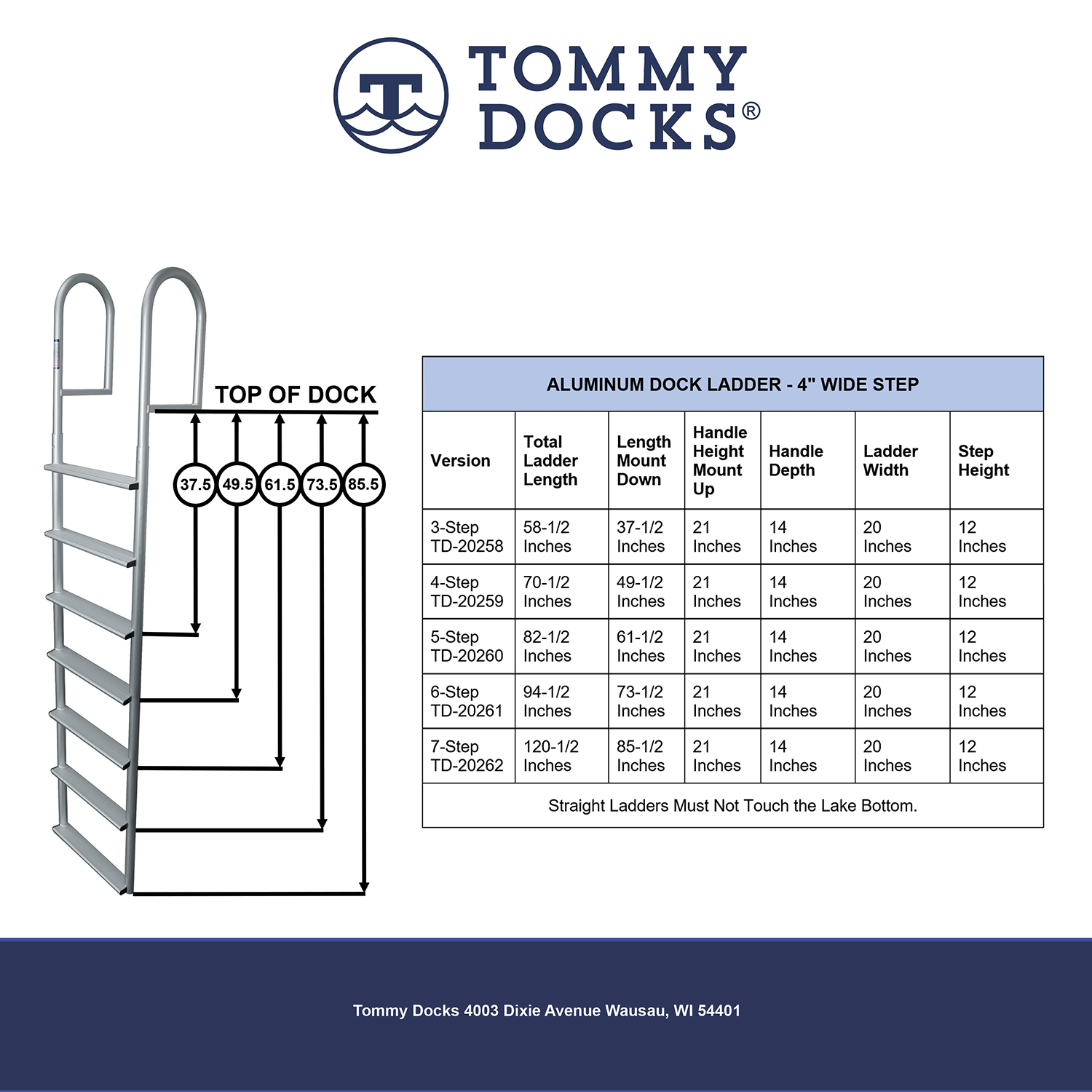 3 Rung Aluminum Ladder - 4" Wide Step