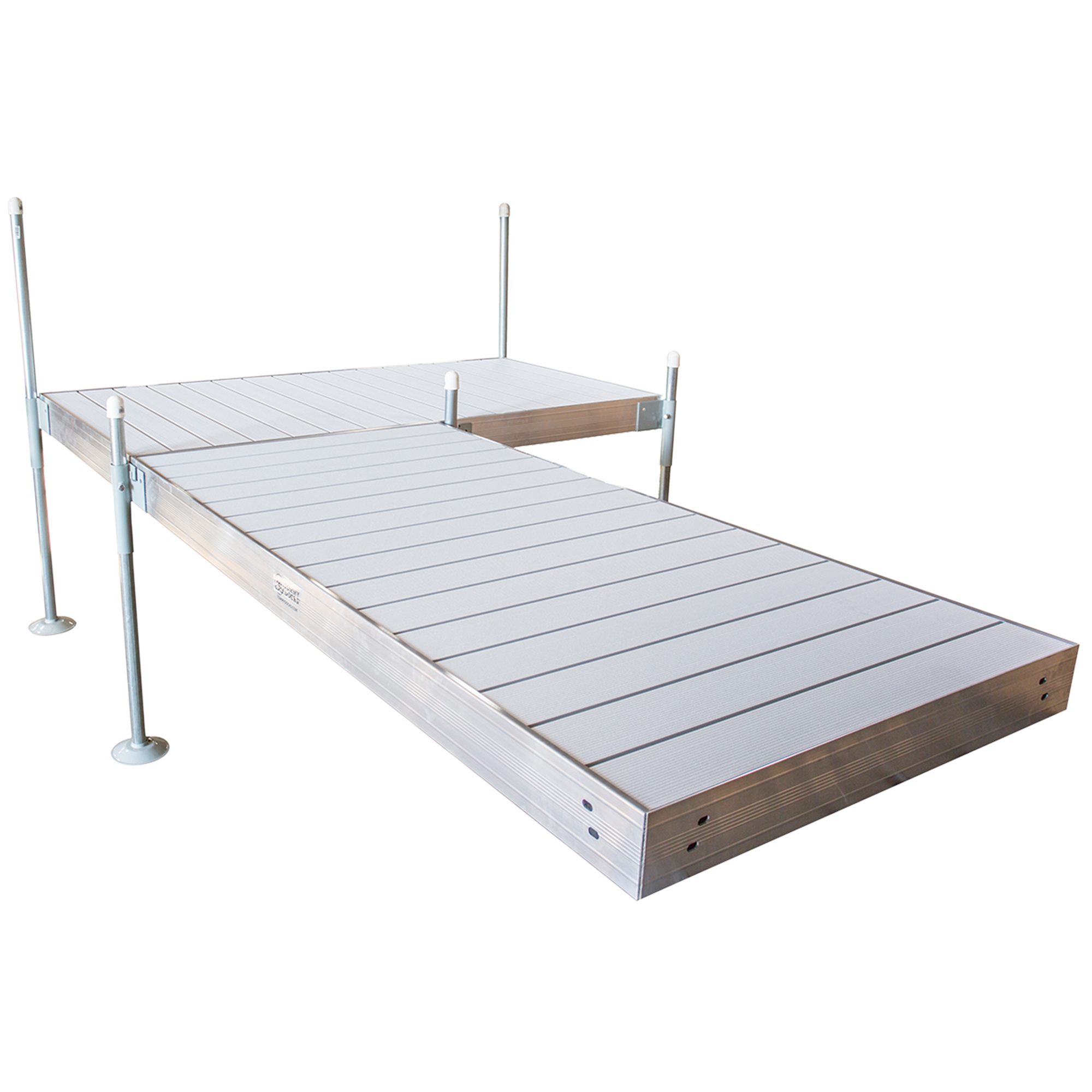 12’ L-Shaped Boat Dock System with Aluminum Frame and Aluminum Decking