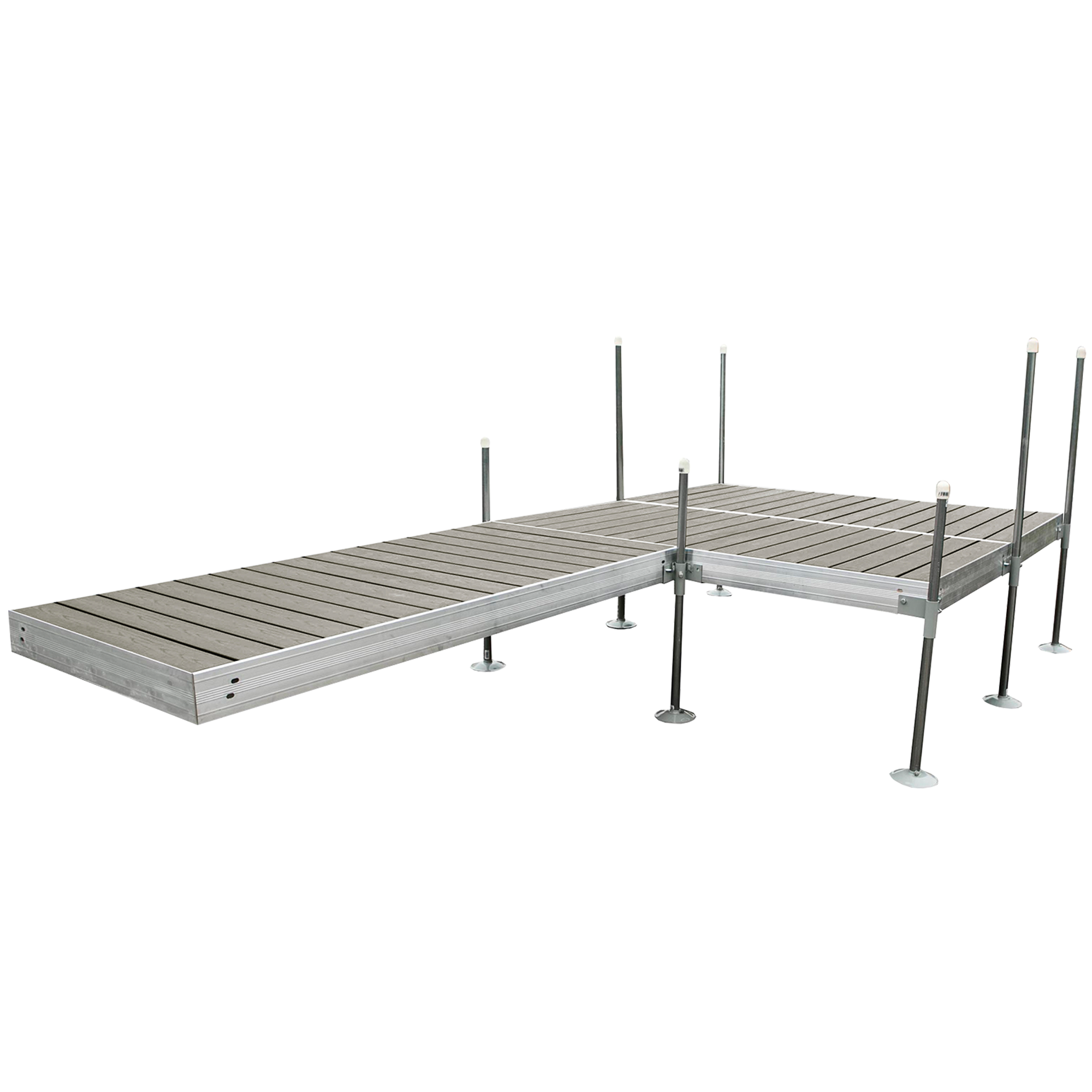 16' Platform Boat Dock System with Aluminum Frame and Gray Composite Decking