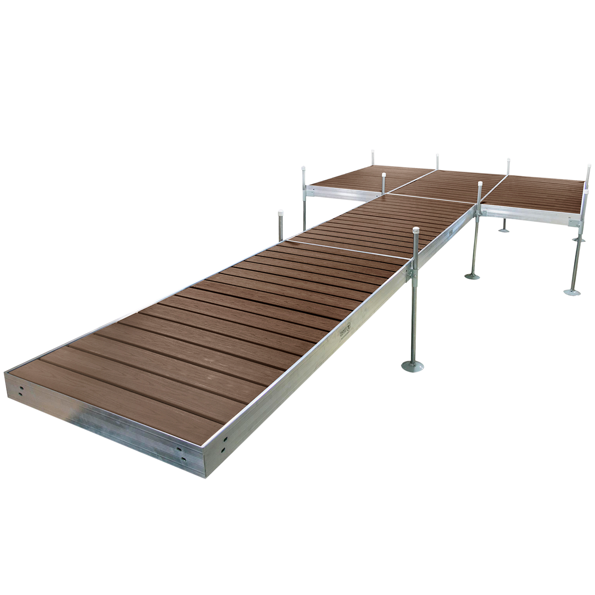 24' Platform Boat Dock System with Aluminum Frame and Brown Composite Decking