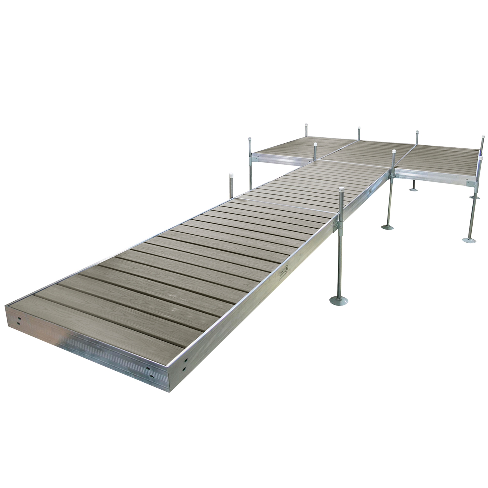 24' Platform Boat Dock System with Aluminum Frame and Gray Composite Decking