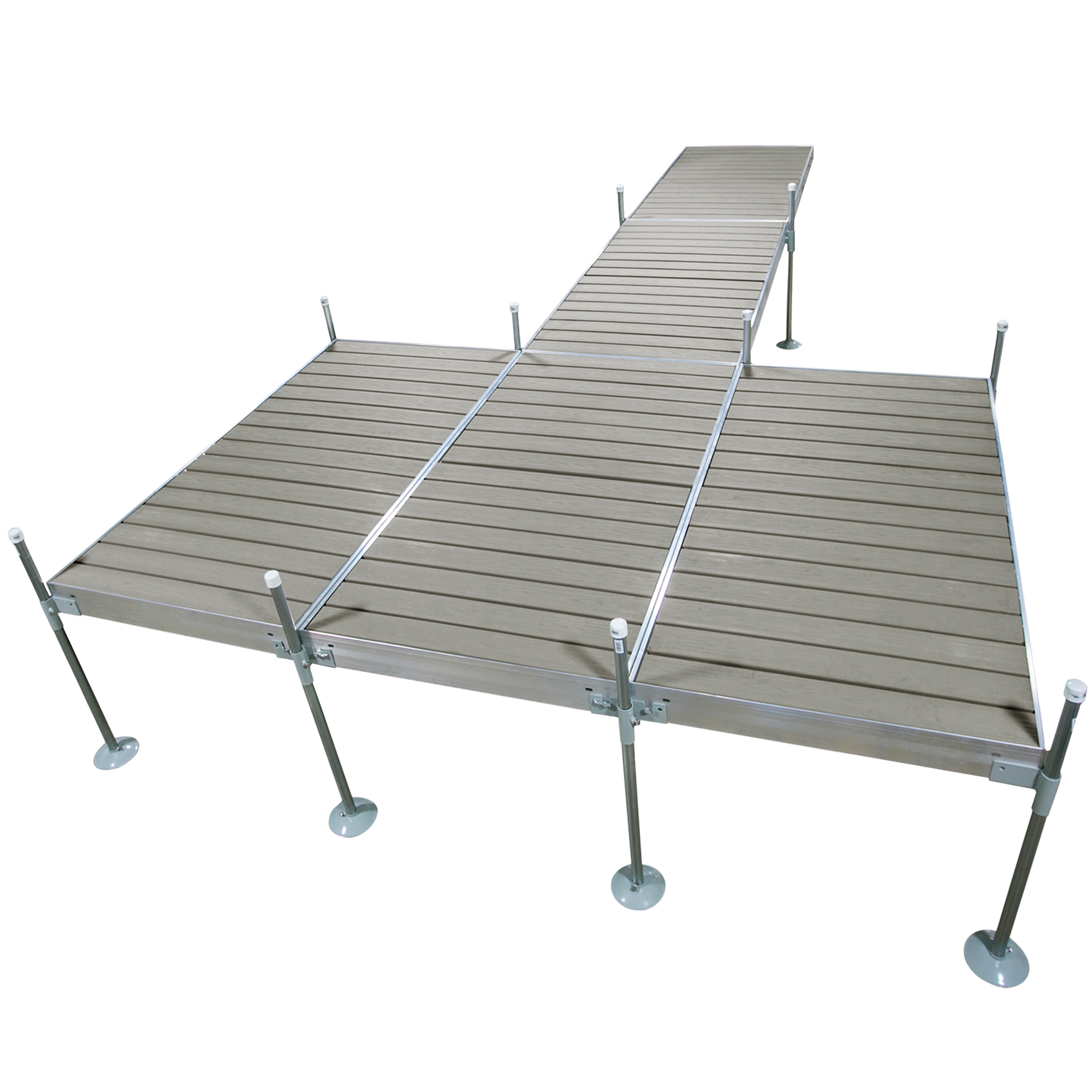 24' Platform Boat Dock System with Aluminum Frame and Gray Composite Decking