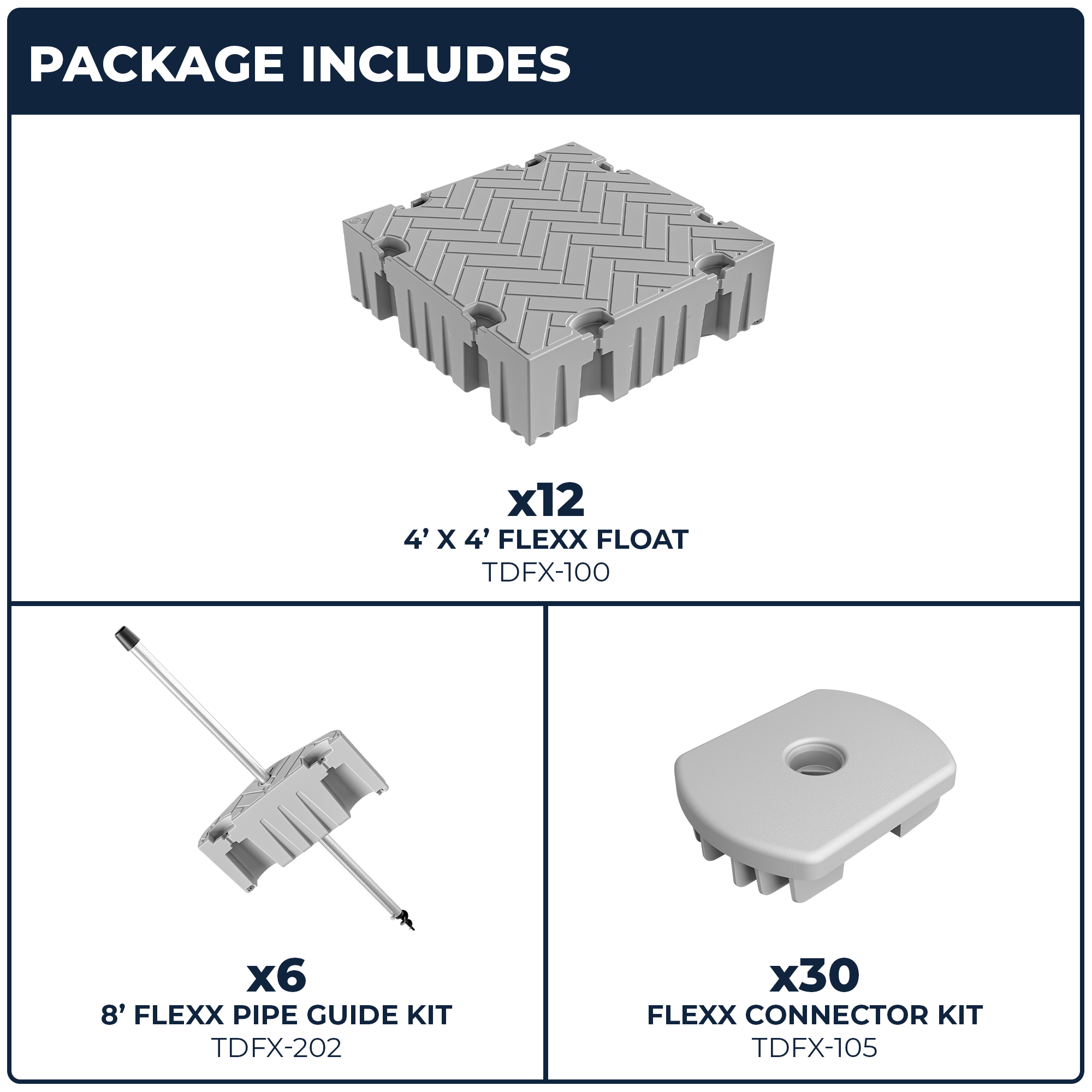 16' Extended Platform Floating Dock Package w/ Pipe Guides