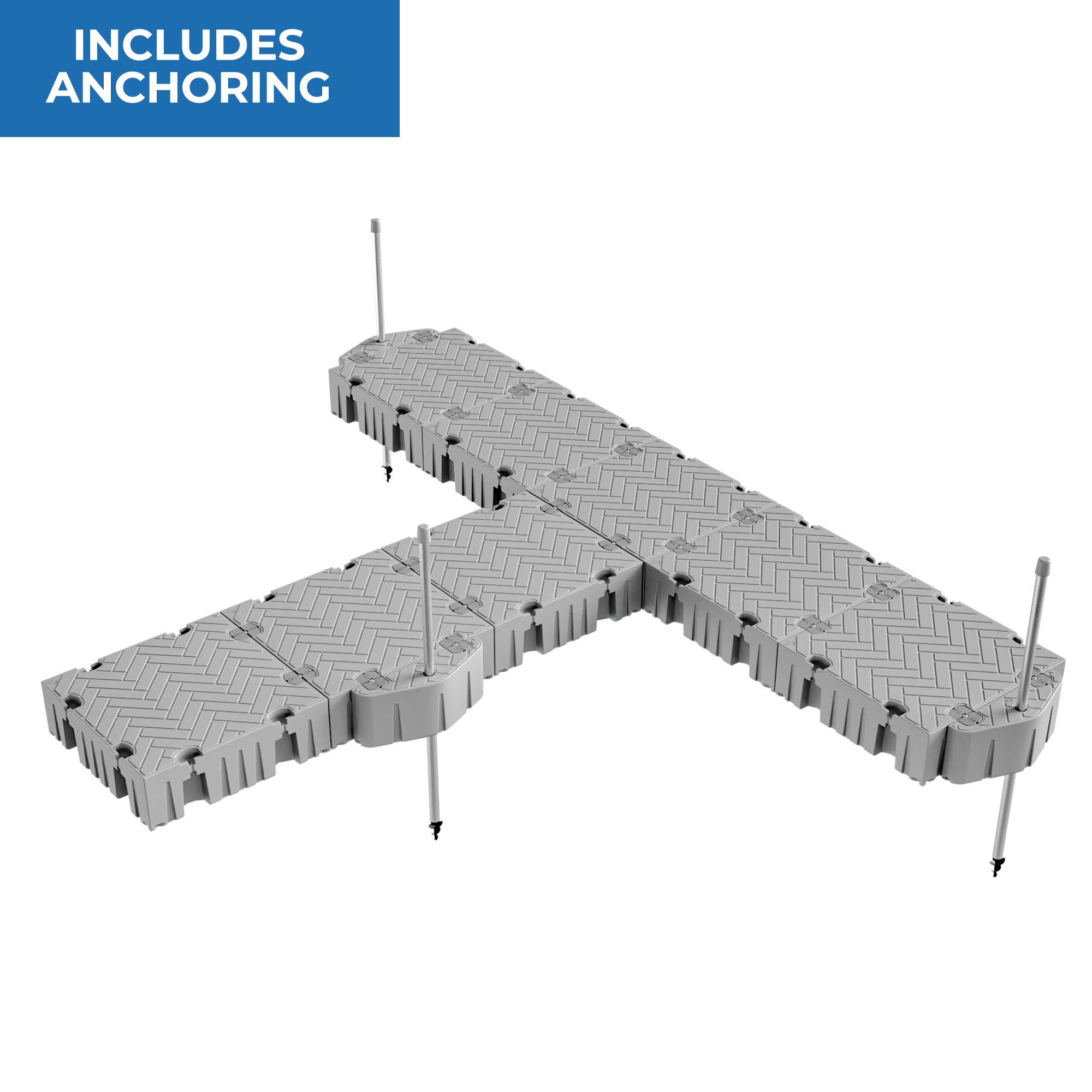 16' Extended T-Shaped Floating Dock Package w/Pipe Guides