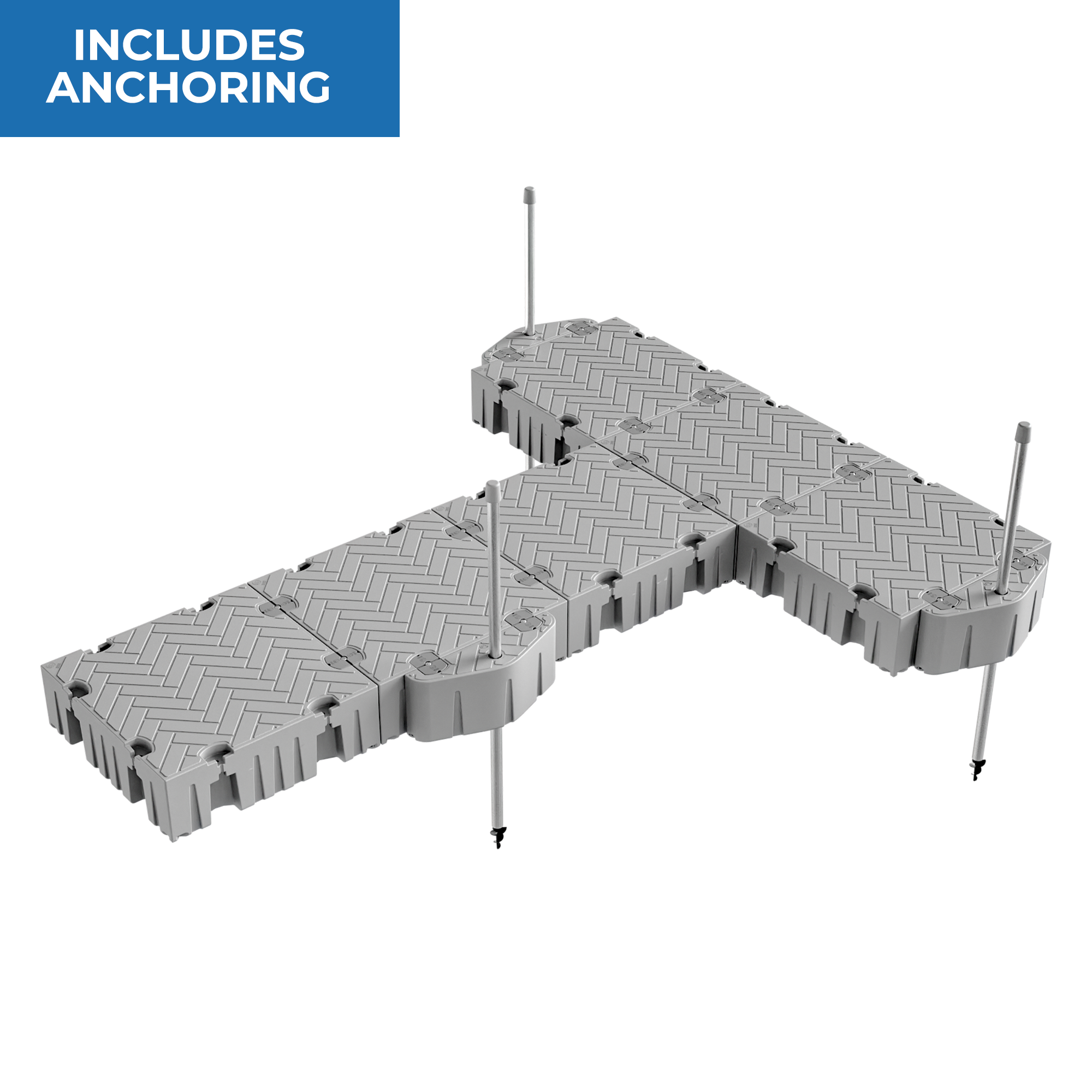 16' T-Shaped Floating Dock Package w/Pipe Guides
