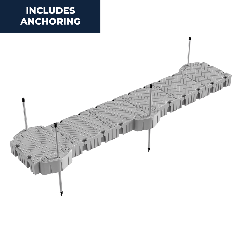 とむドックページ 24' Straight Floating Dock Package w/Pipe Guides
