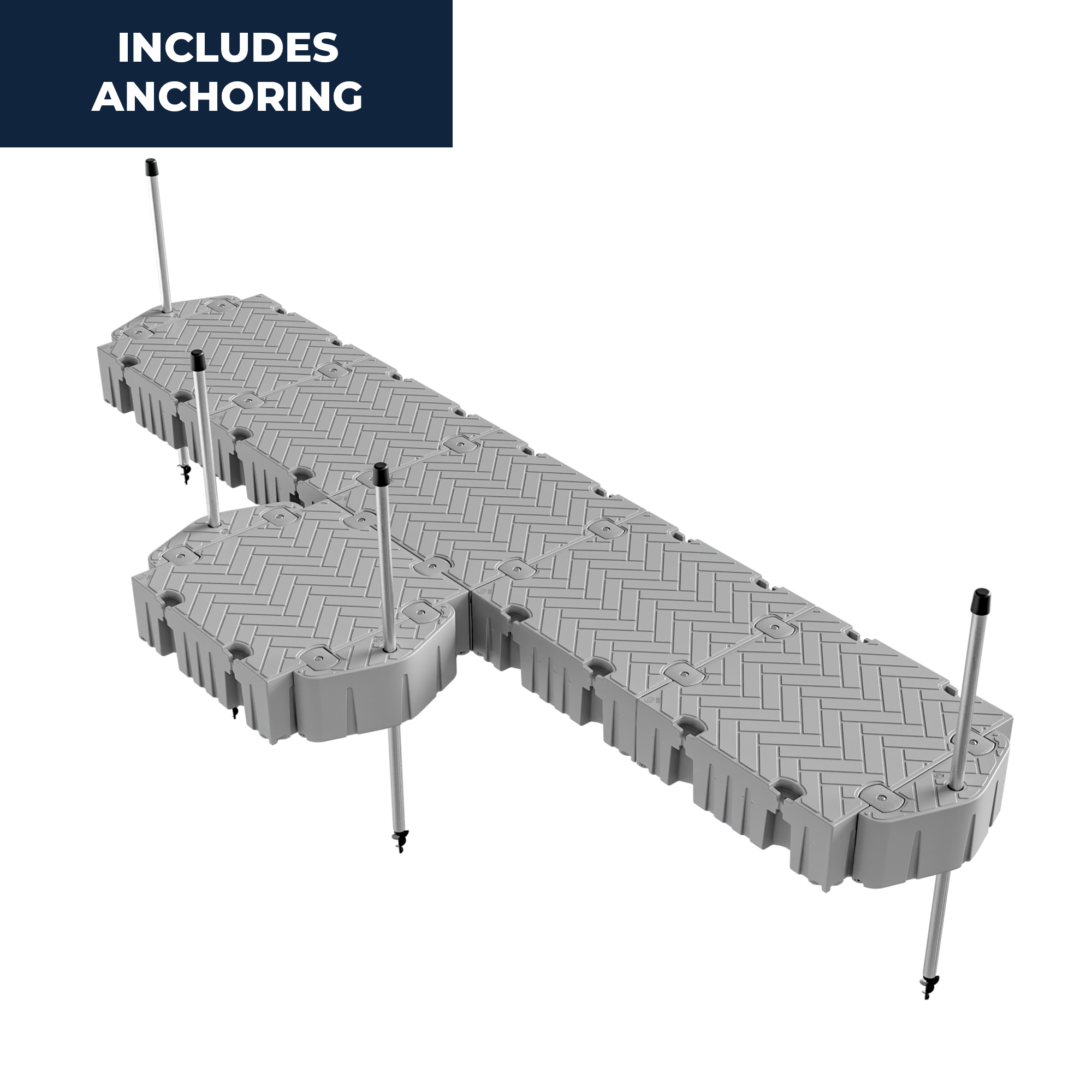 8' Extended T-Shaped Floating Dock Package w/Pipe Guides