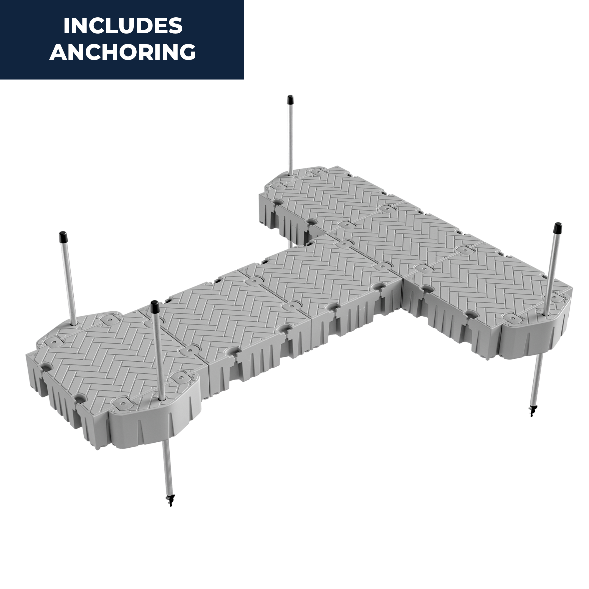 16' T-Shaped Floating Dock Package w/Pipe Guides