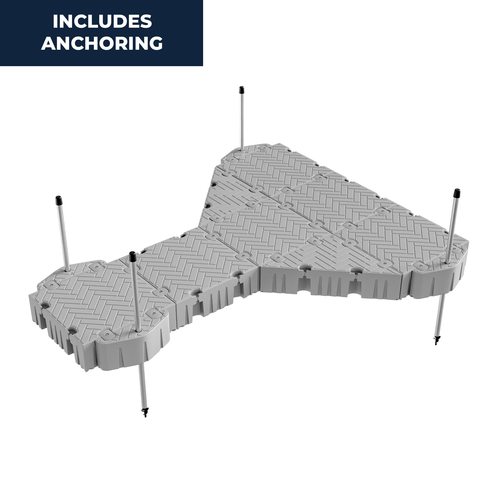 16' T-Shaped Floating Dock Package w/ Corner Floats and Pipe Guides