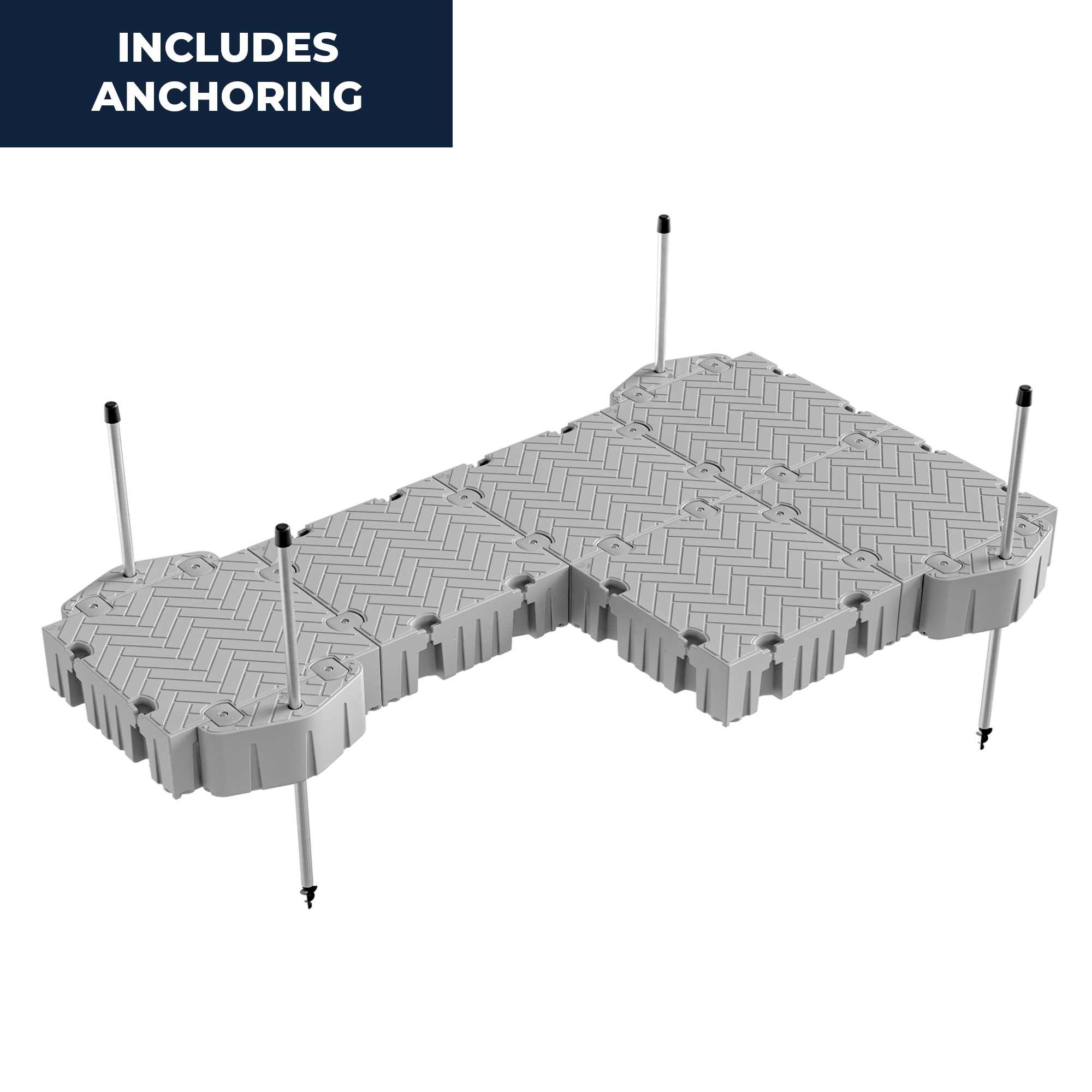 16' P-Shaped Floating Dock Package w/Pipe Guides