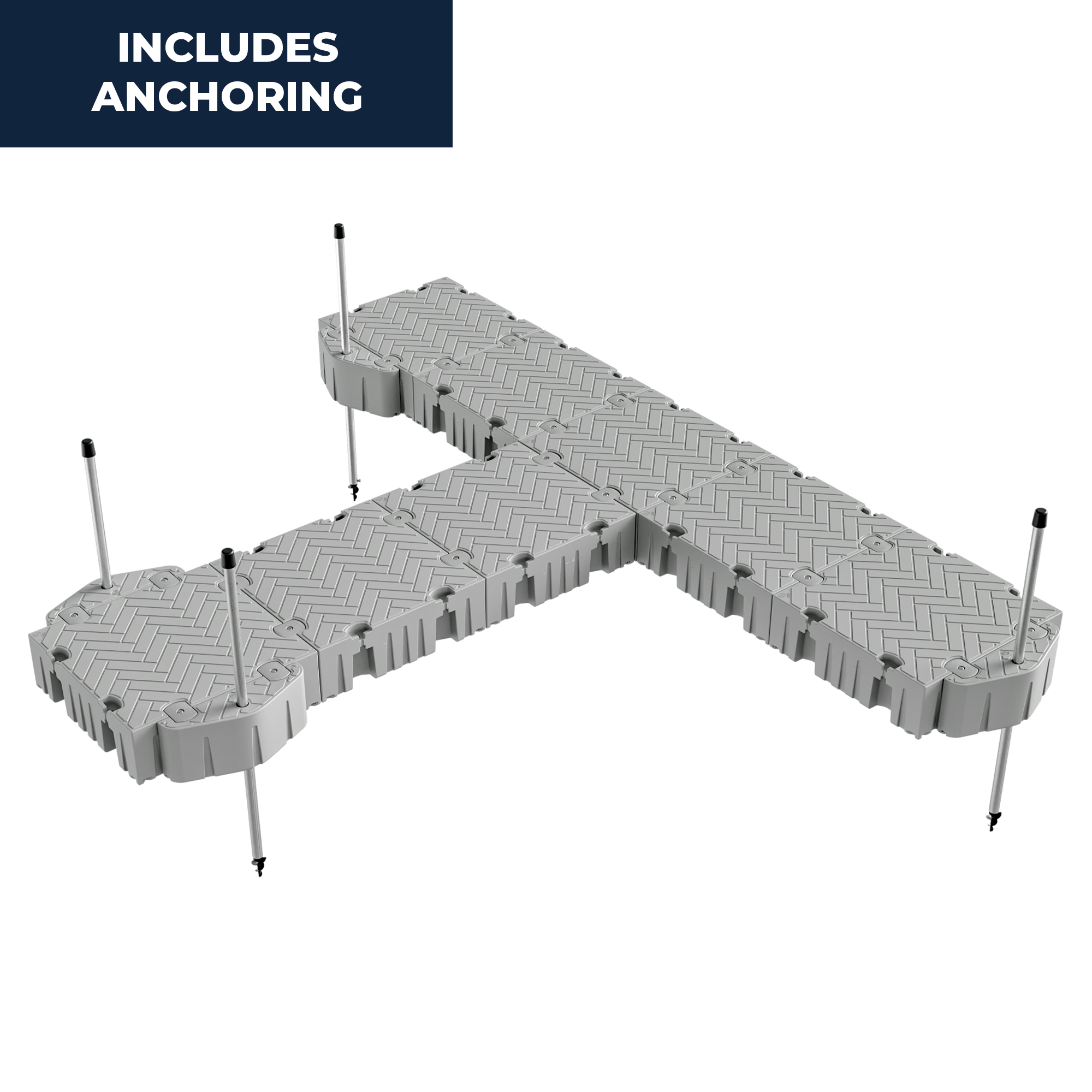 16' Extended T-Shaped Floating Dock Package w/Pipe Guides