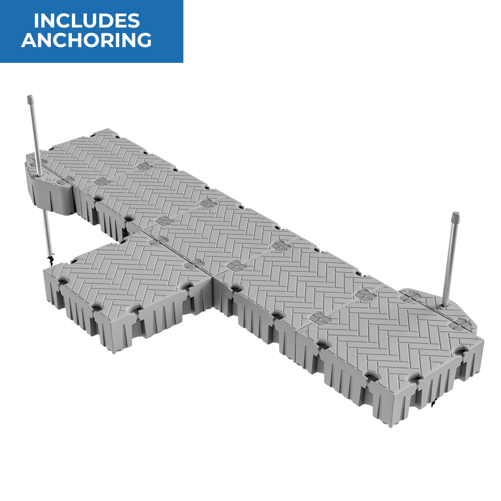 8' Extended T-Shaped Floating Dock Package w/Pipe Guides