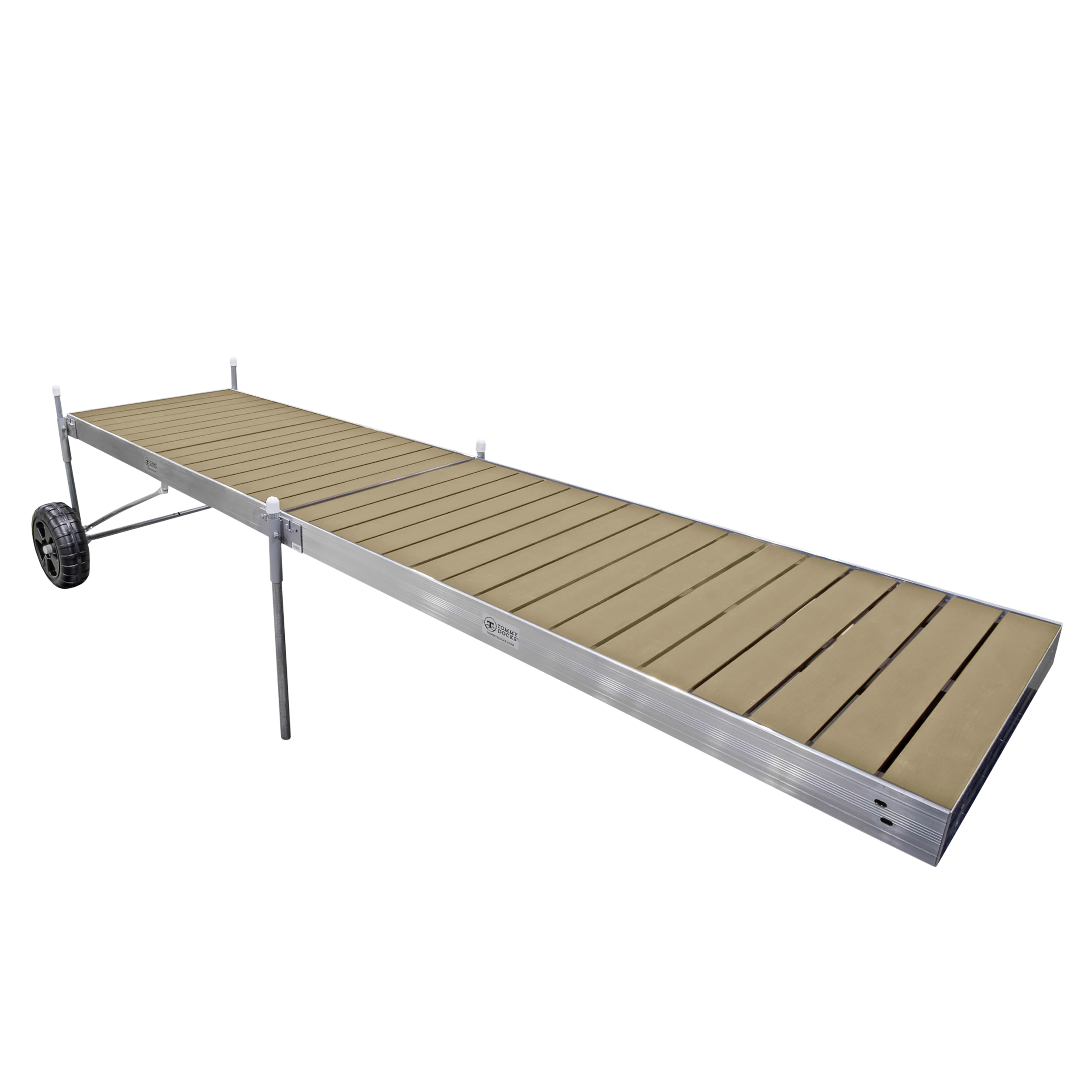 16' Roll-In-Dock Straight Aluminum Frame with Composite Removable Decking Complete Dock Package - Tan