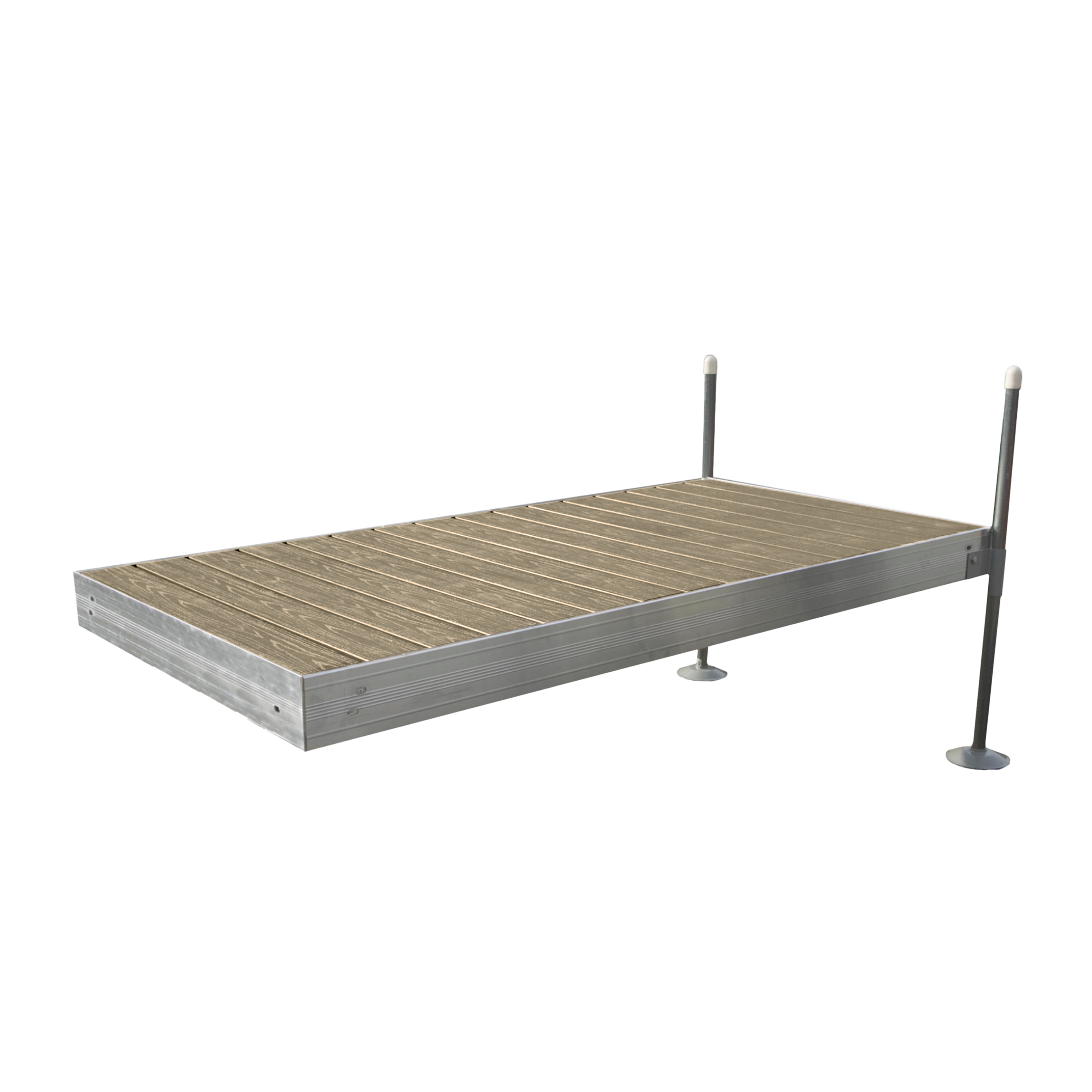 8' Straight Boat Dock System with Aluminum Frame and Tan Composite Decking