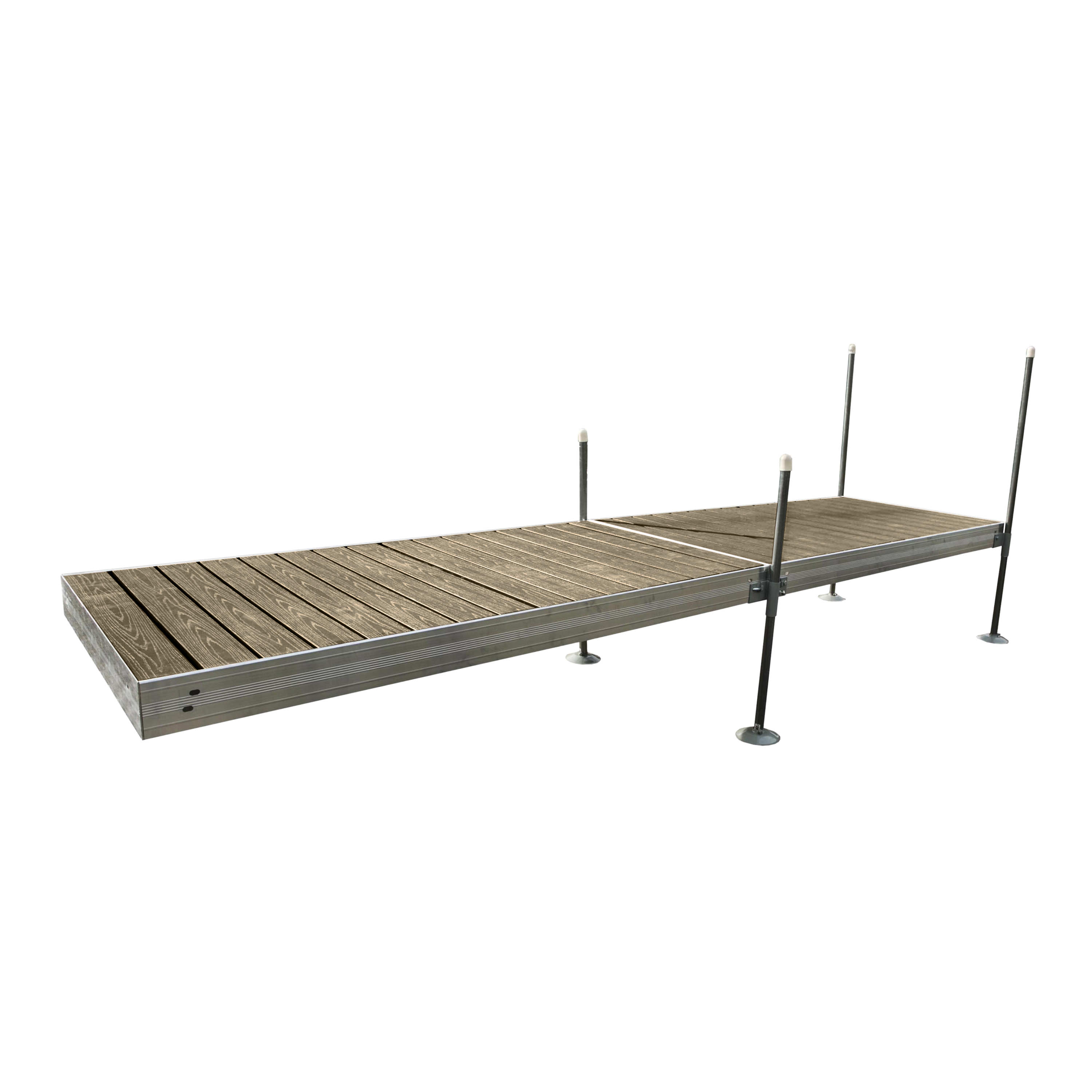 16' Straight Boat Dock System with Aluminum Frame and Tan Composite Decking