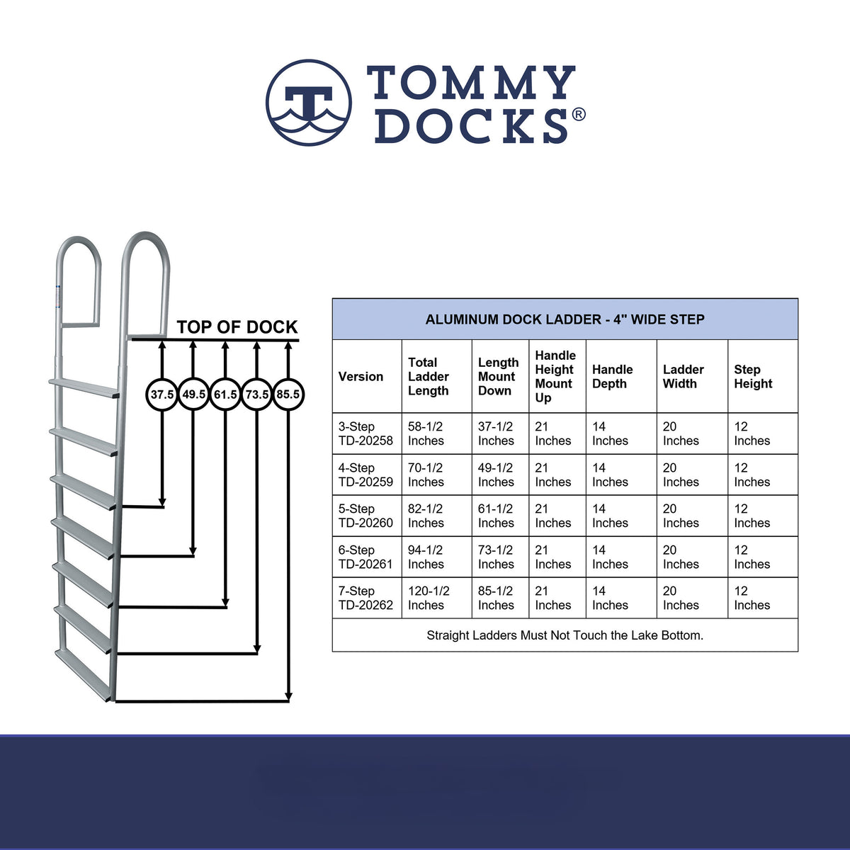 3 Rung Aluminum Ladder - 4" Wide Step