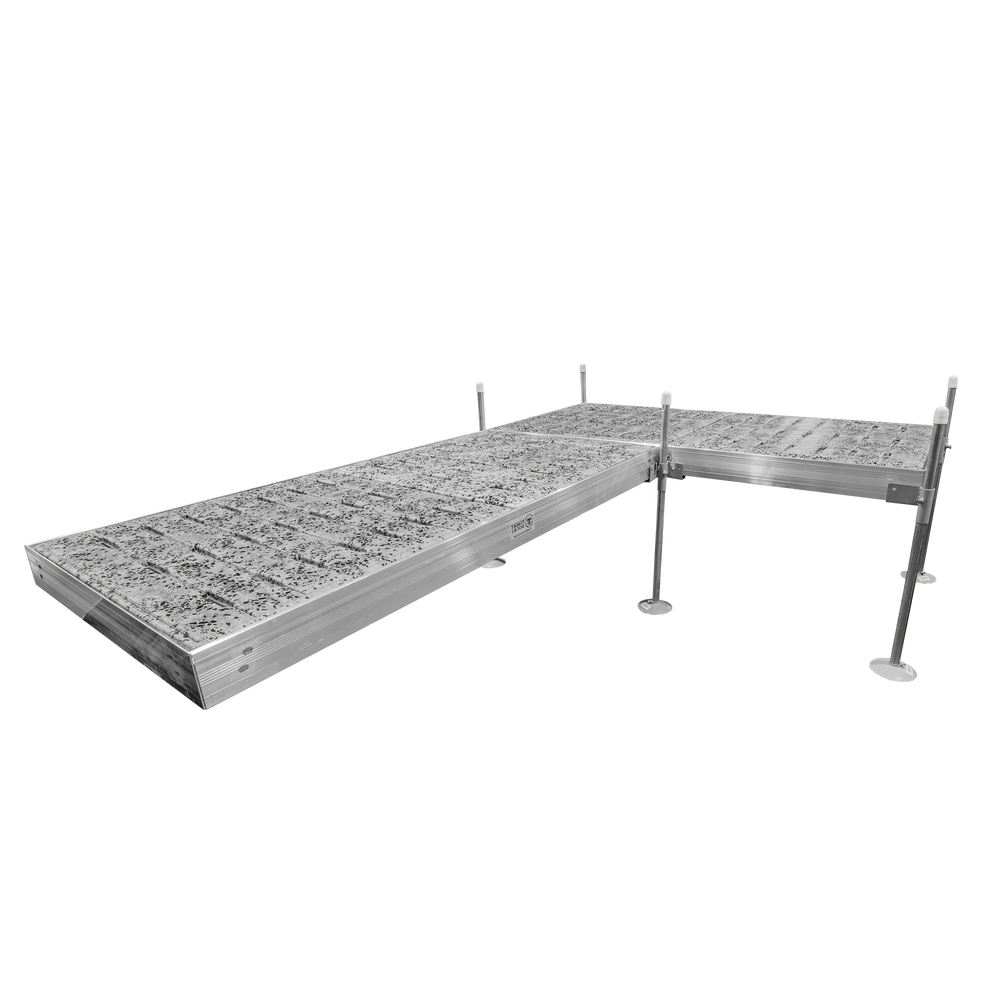 Batdok System 12' L-Shaped Boat Dock System with Aluminum Frame and Thermoformed Ter