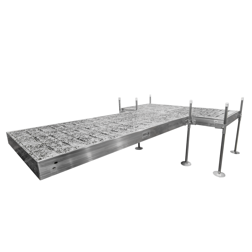 Batdok System 12' T-Shaped Boat Dock System with Aluminum Frame and Thermoformed Ter