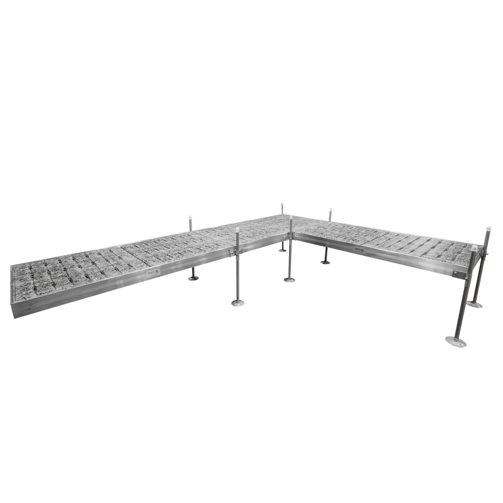 16' L-Shaped Boat Dock System with Aluminum Frame and Thermoformed Terrazzo Decking