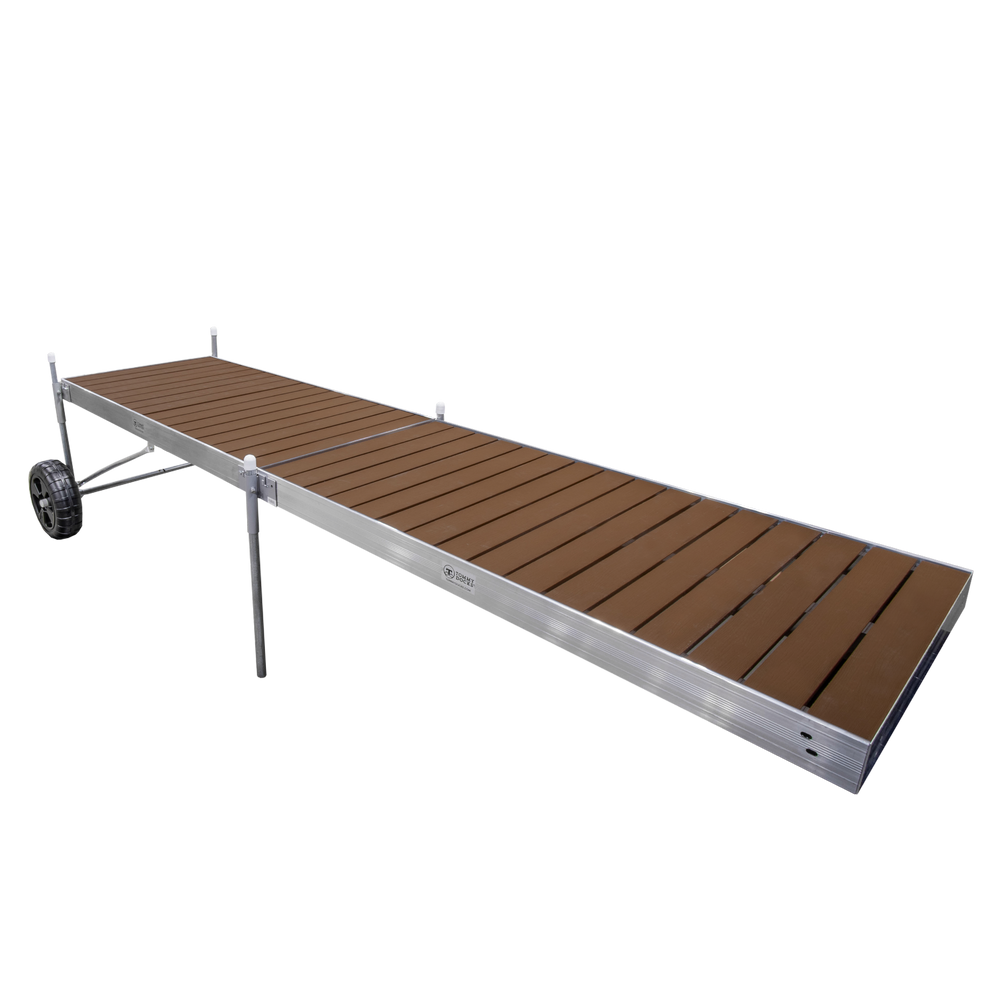 16' Roll-In-Dock Straight Aluminum Frame with Composite Removable Decking Complete Dock Package - Woodland Brown