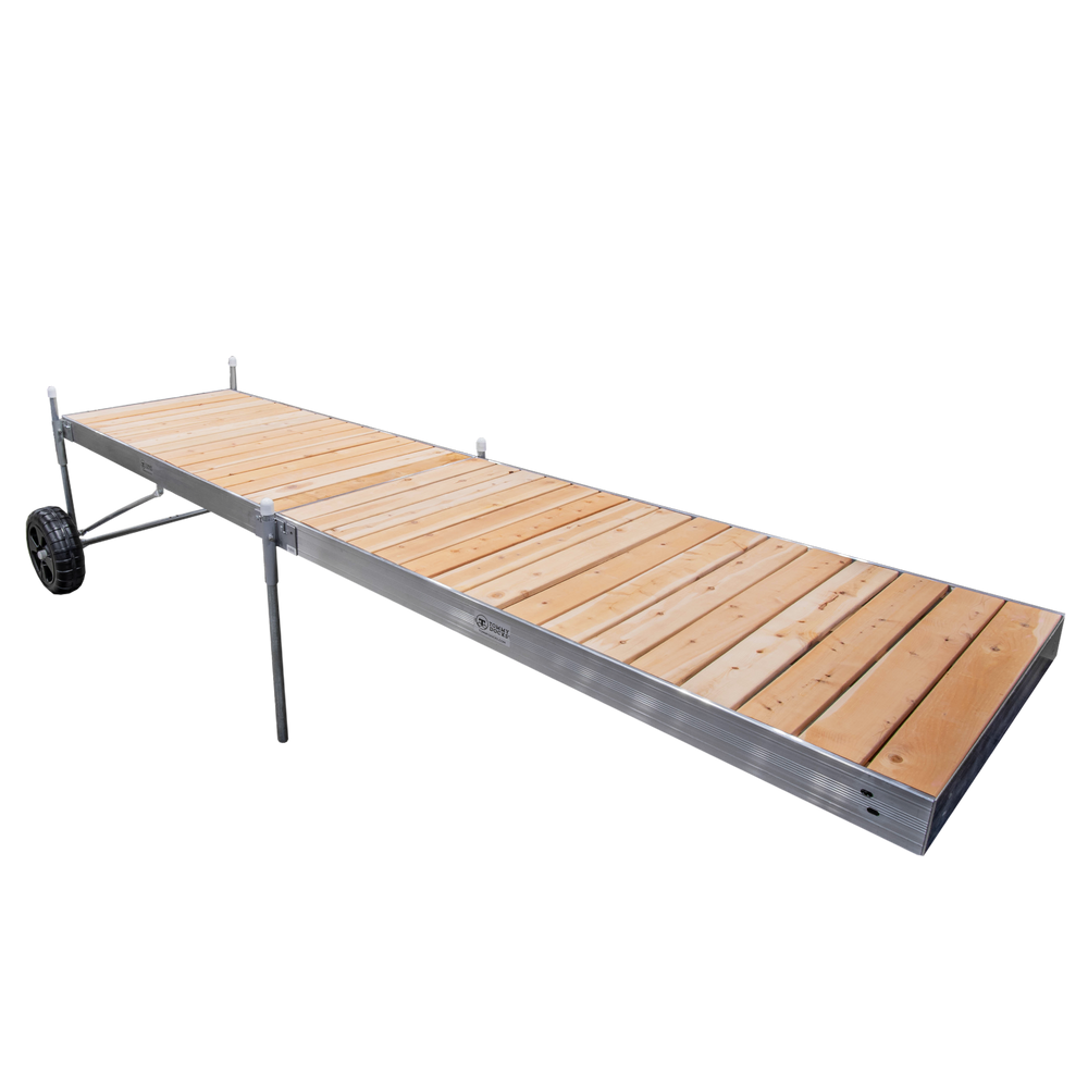 16' Roll-In-Dock Straight Aluminum Frame With Removable Cedar Decking Complete Dock Package