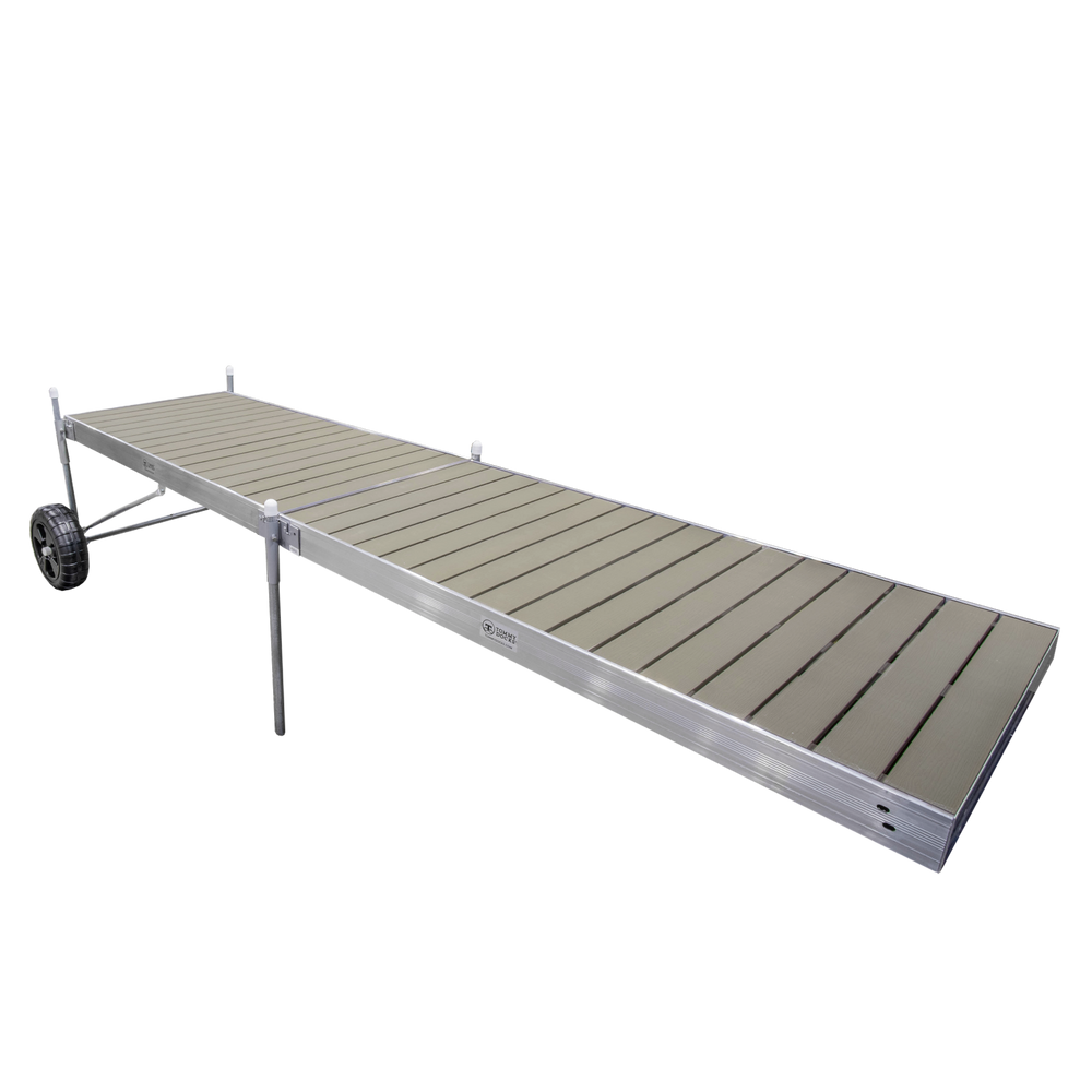 16' Roll-In-Dock Straight Aluminum Frame with Composite Removable Decking Complete Dock Package - Ridgeway Gray