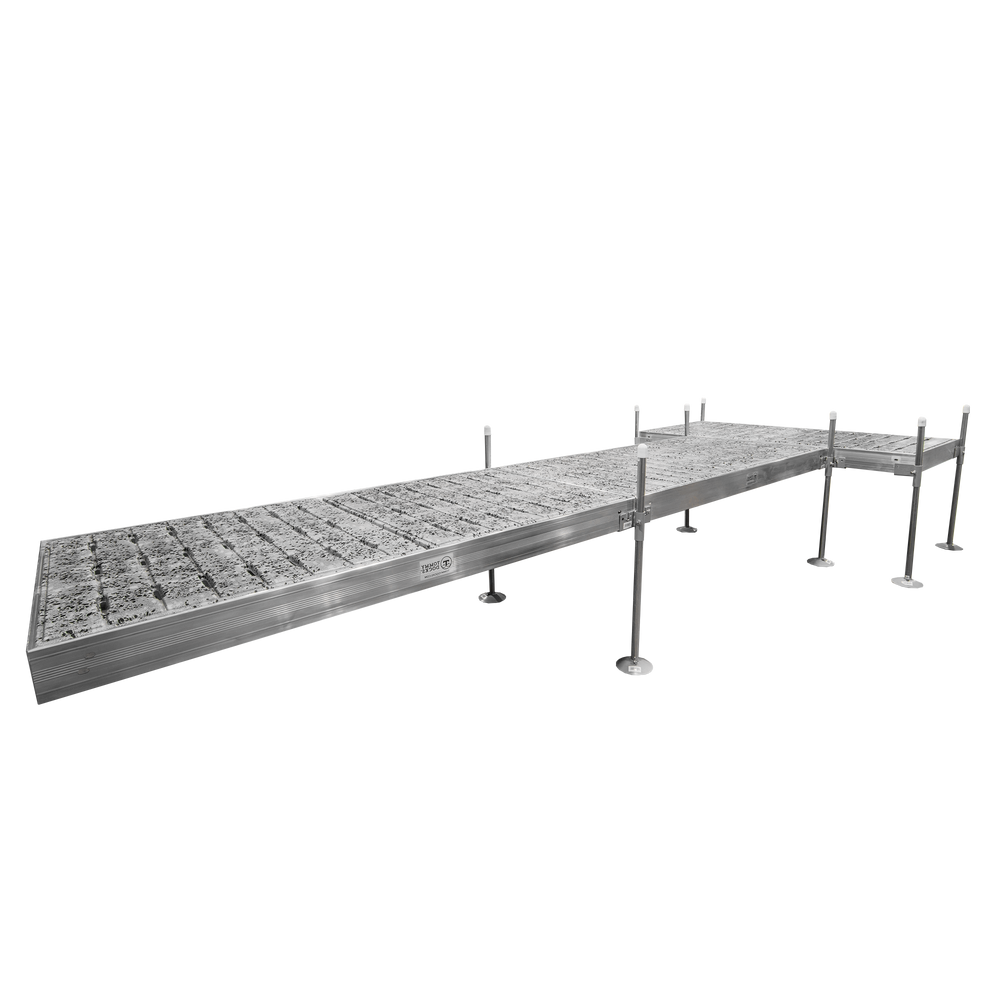 20' T-Shaped Boat Dock System with Aluminum Frame and Thermoformed Terrazzo Decking