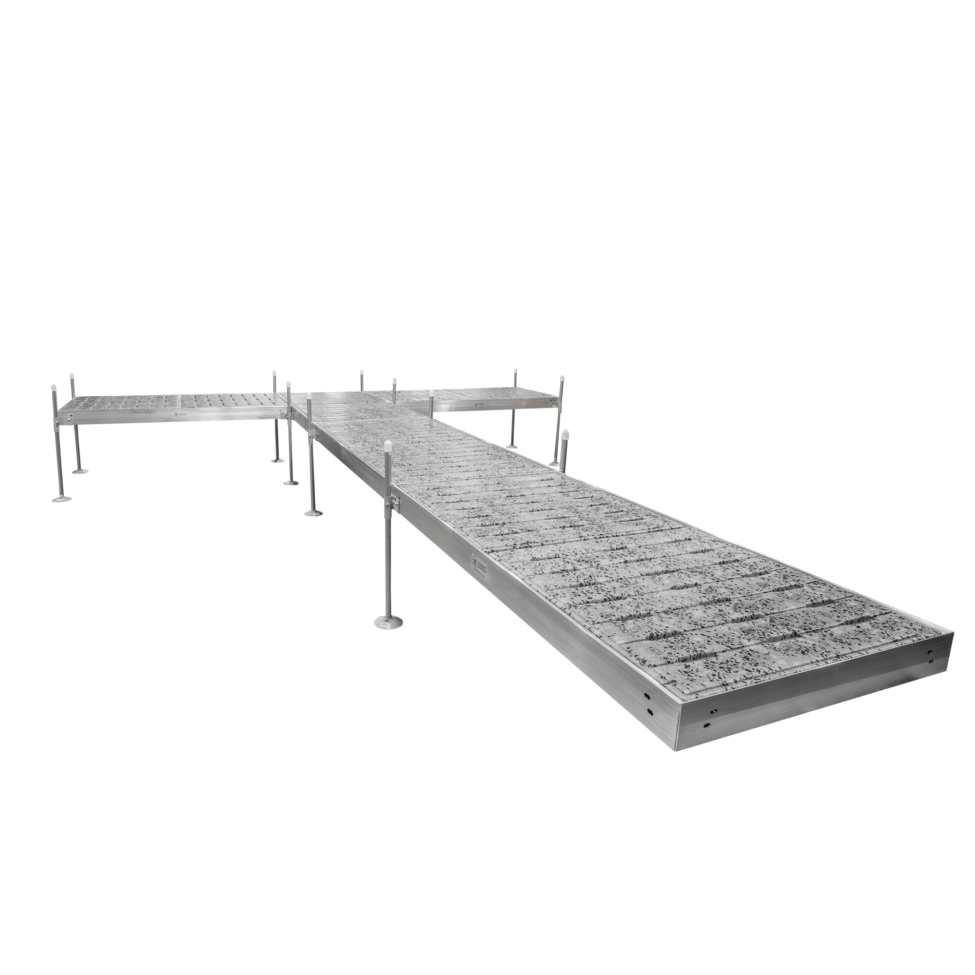 24' T-Shaped Boat Dock System with Aluminum Frame and Thermoformed Terrazzo Decking